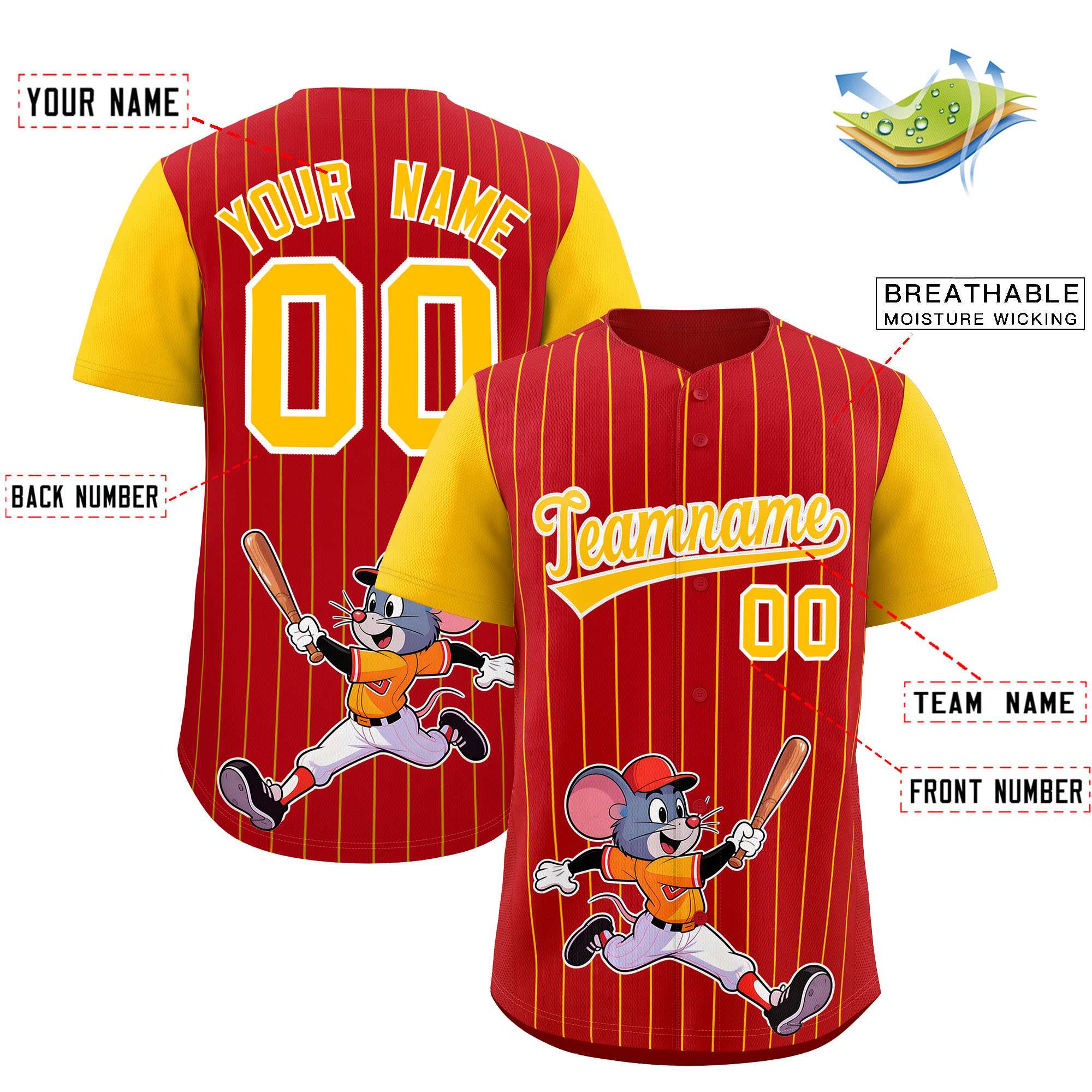 Authentisches Baseball-Trikot mit individuellem Streifen-Tiere-Graffiti-Muster, Raglanärmeln Authentisches Baseball-Trikot mit individuellem Streifen-Tiere-Graffiti-Muster, Raglanärmeln