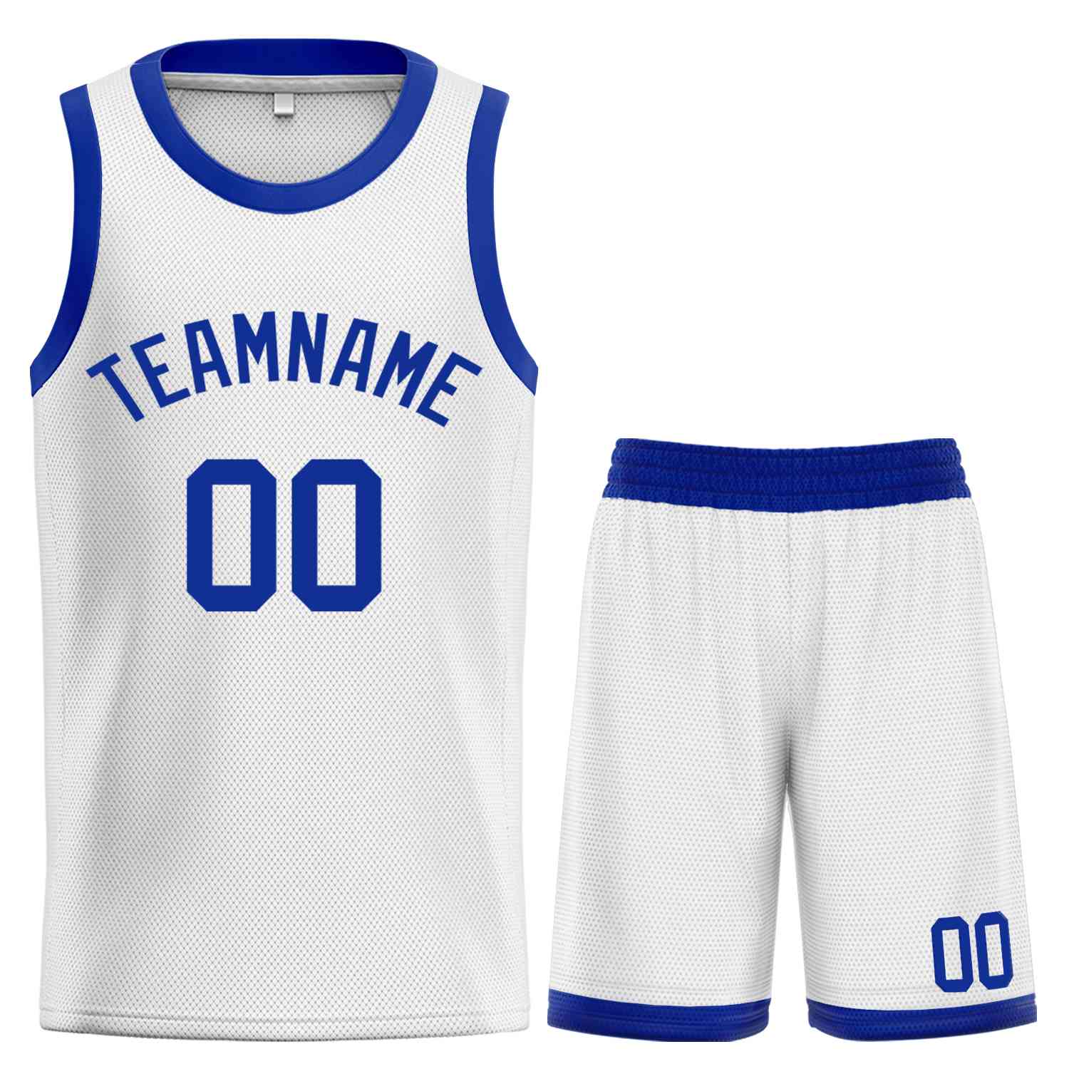 Maßgeschneidertes weißes Royal-Classic Sets gebogenes Basketballtrikot