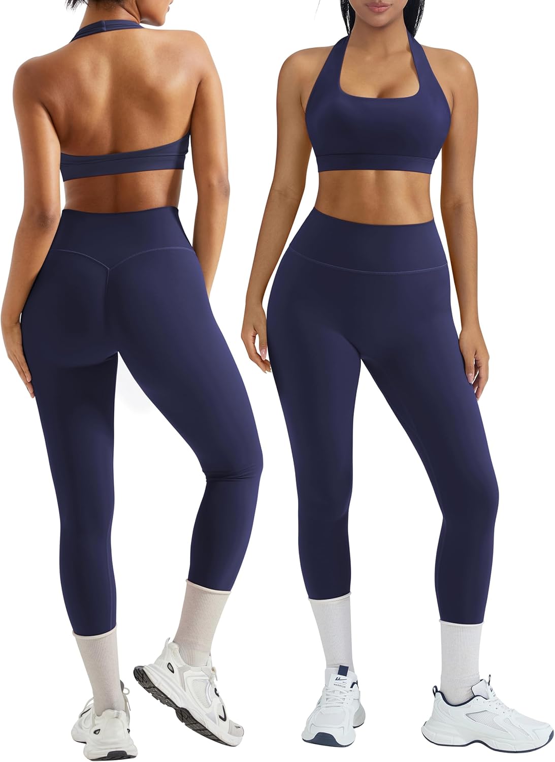 2 Piece Workout Sets for Women Halter Sports Bras Gym Sets Booty Leggings Outfits