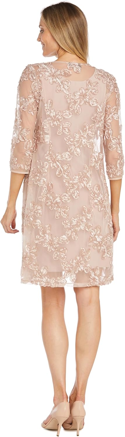 Women's Embellished Soutache Jacket & Sheath Dress Set W\/Necklace Formal Outfit Women's Embellished Soutache Jacket & Sheath Dress Set W\/Necklace Formal Outfit