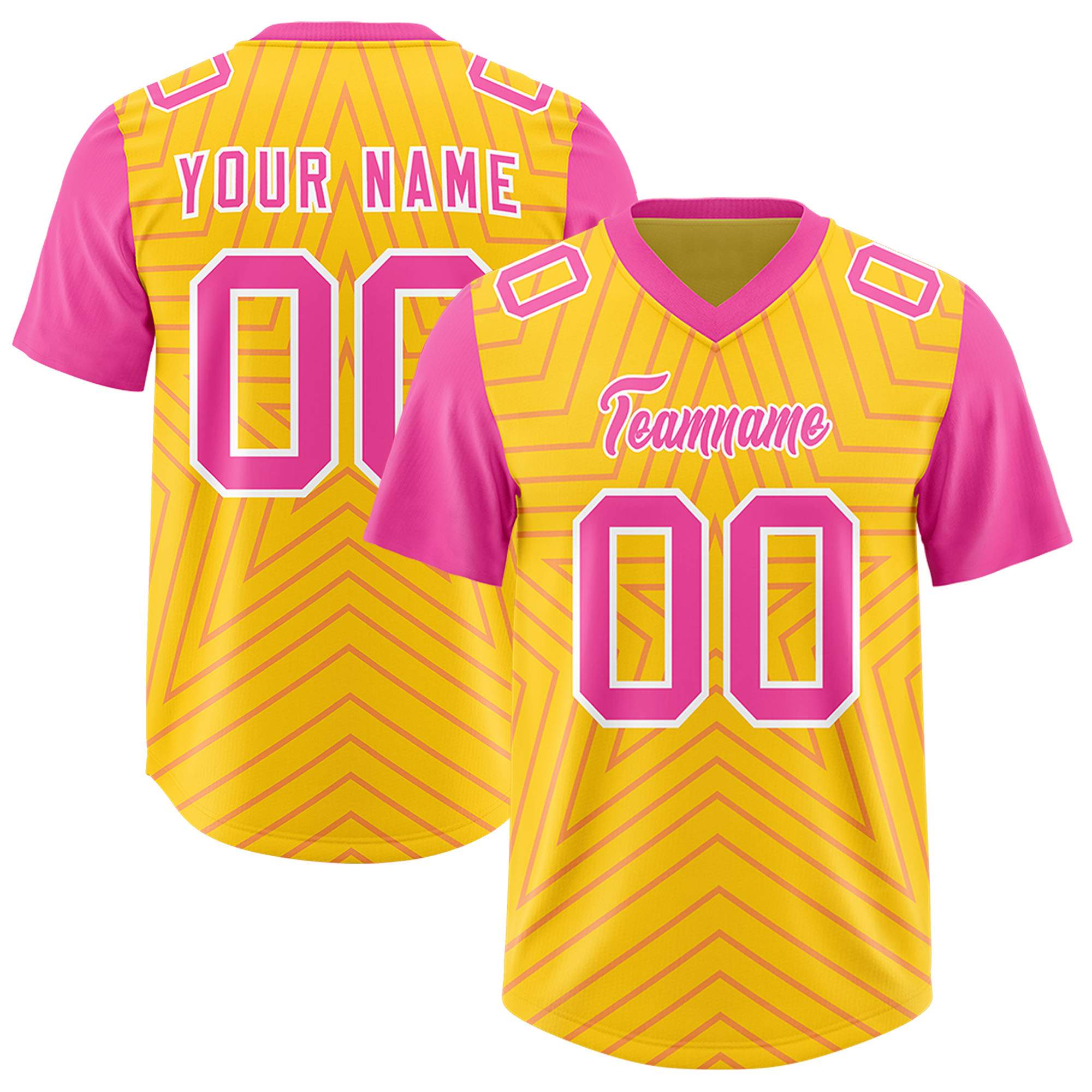 Individuell personalisiertes, authentisches Fußballtrikot mit Raglanärmeln und Sternenmuster