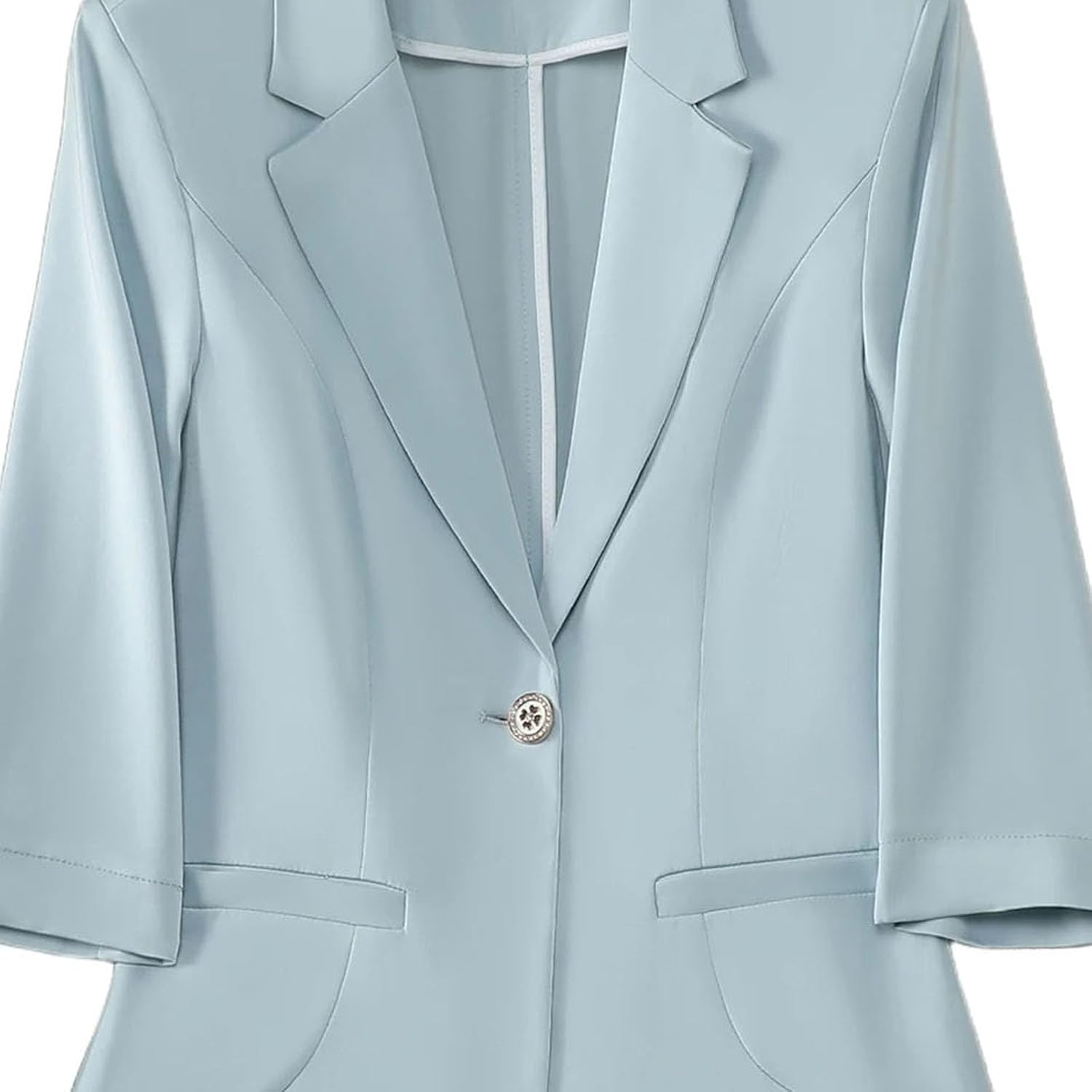 Women's Half Sleeve Single Button Blazer Light Blue Women's Half Sleeve Single Button Blazer Light Blue