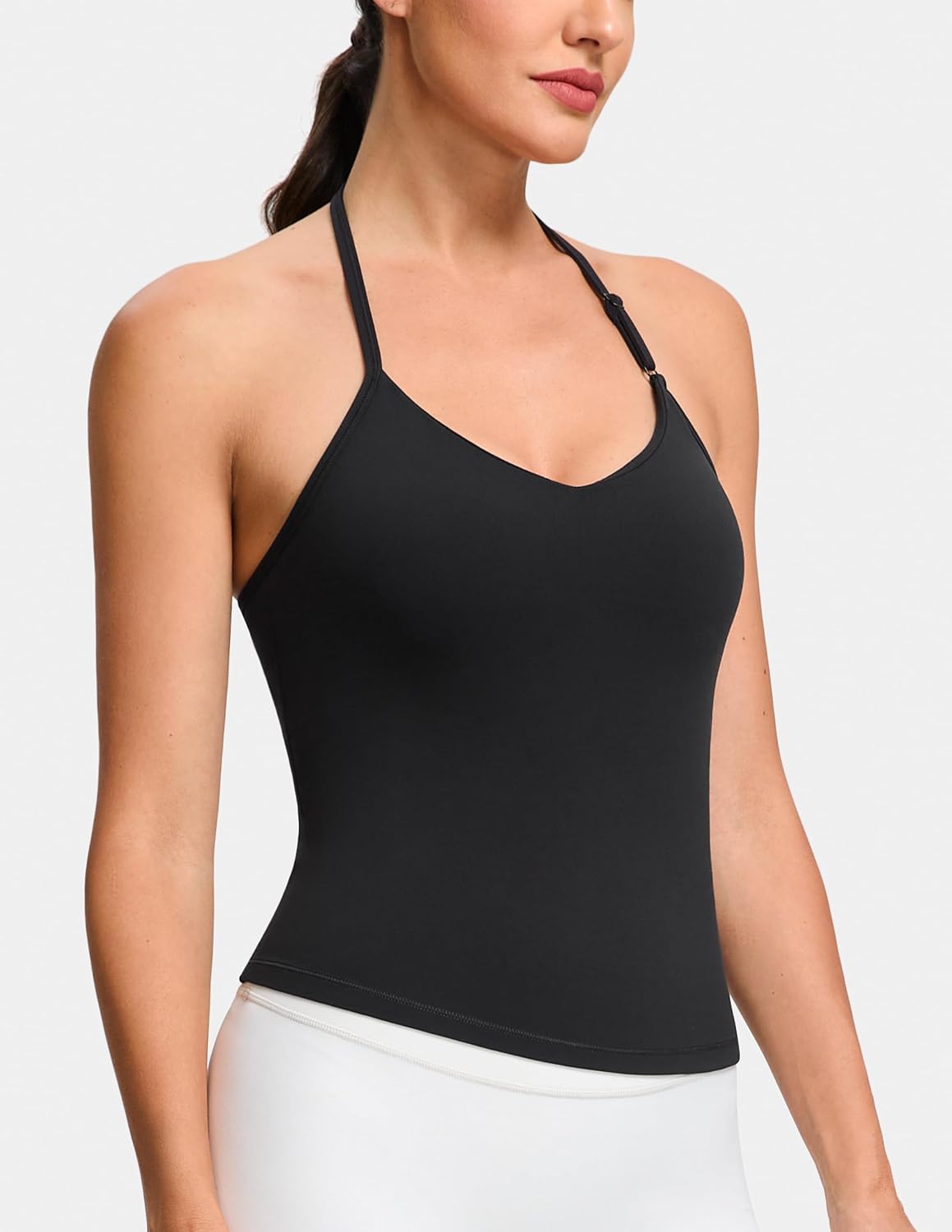 Women's Halter Crop Workout Top with Built in Bra