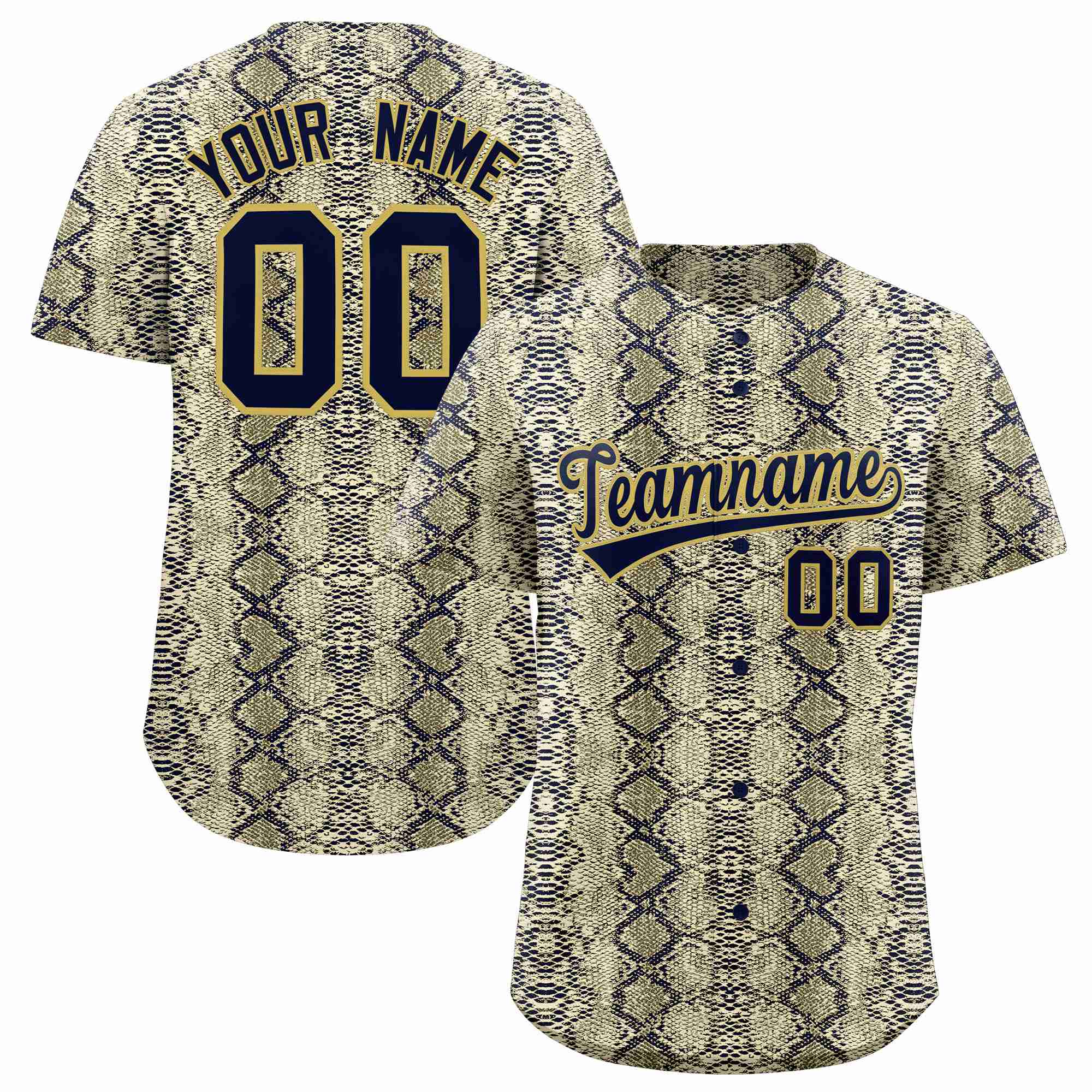 Benutzerdefiniertes authentisches Baseball-Trikot mit mehrfarbigem Schlangenledermuster