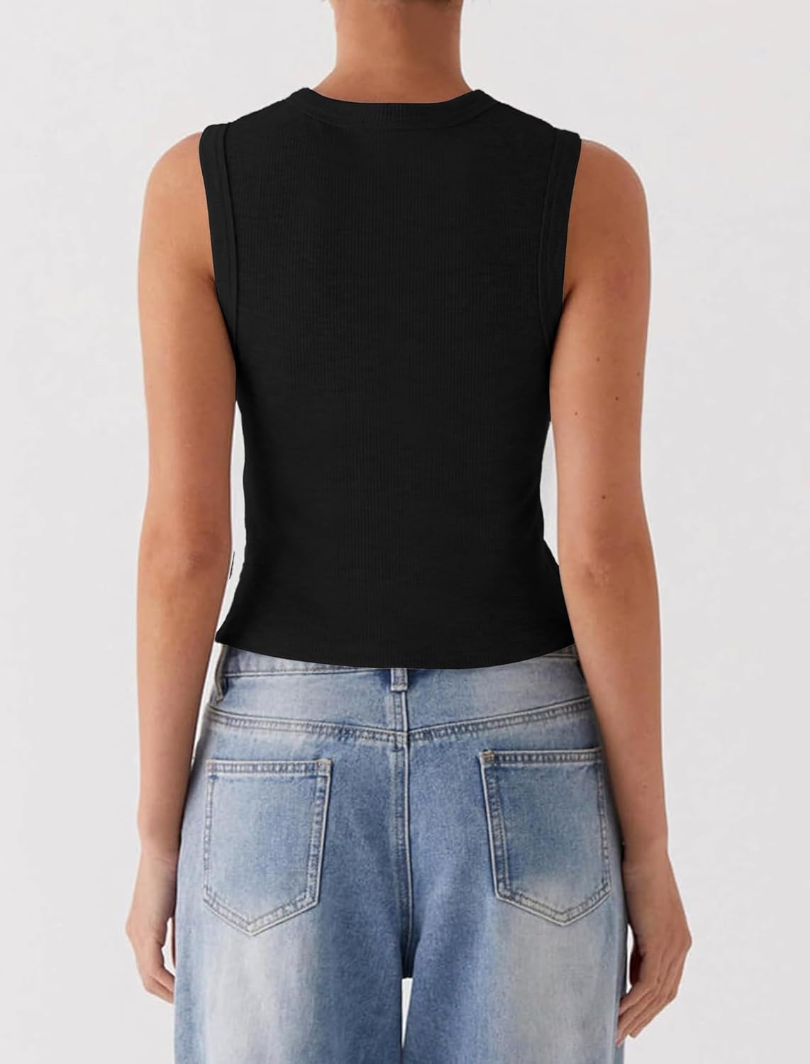 Womens Going Out Tops Summer Tank Sexy Crop Cute Y2K Shirts Button Down Ribbed Sleeveless Cropped Vest Basic Concert Date Night Rave Party Outfits Spring