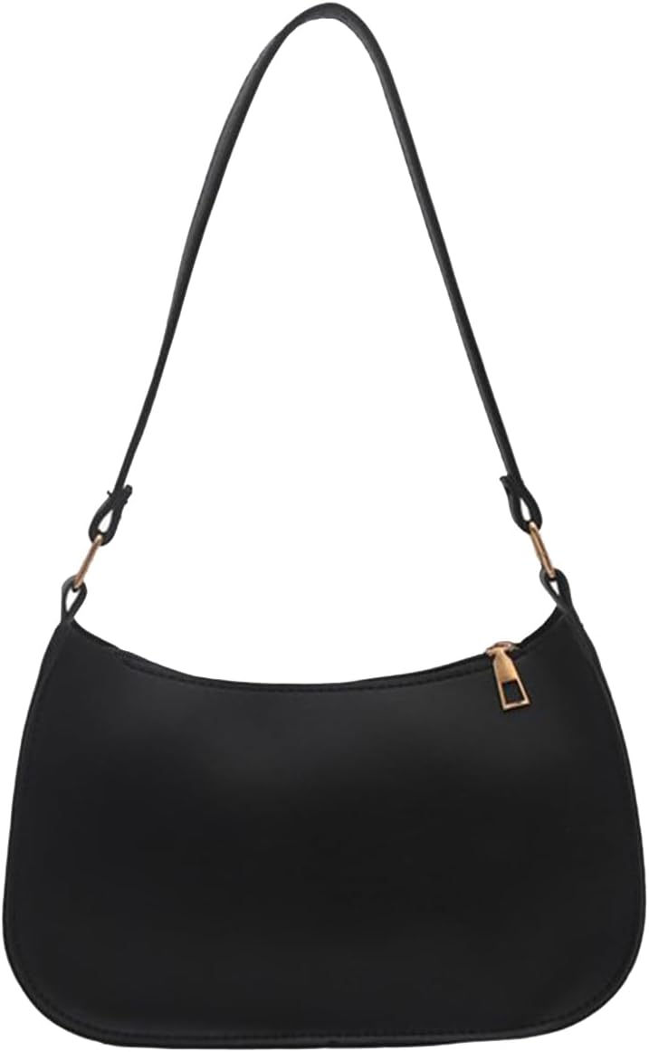 Women's Soft PU Leather Crescent Hobo Shoulder Bag Black