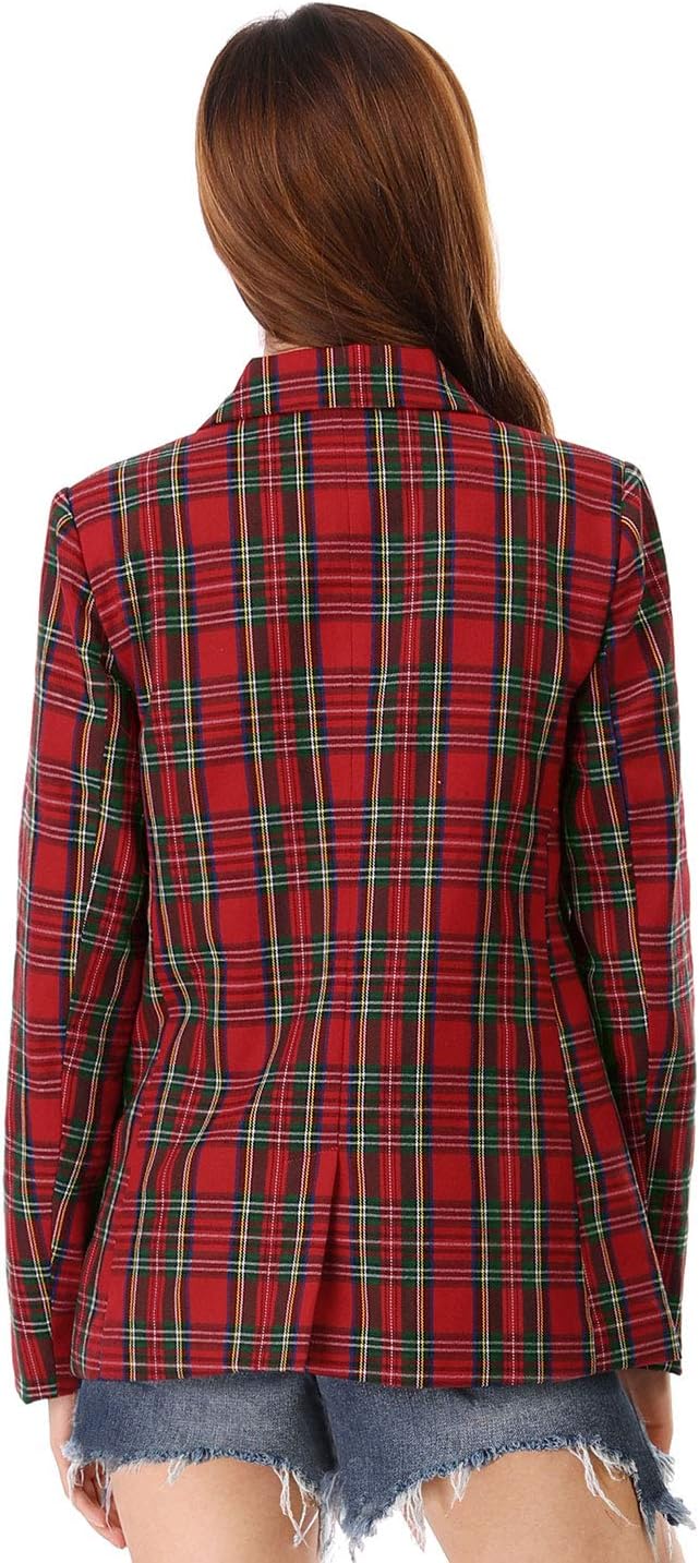 Women's Notched Lapel Double Breasted Christmas Work Formal Blazer Jacket