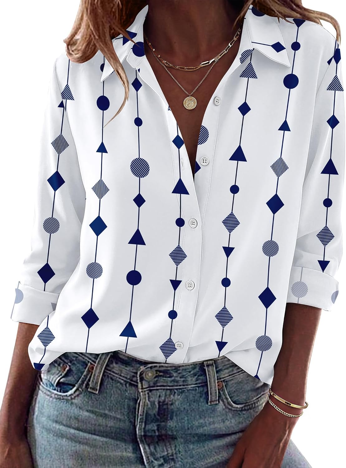 Blouses for Women Dressy Long Sleeve Button Down Shirts Collared Summer Tops Fall Clothes