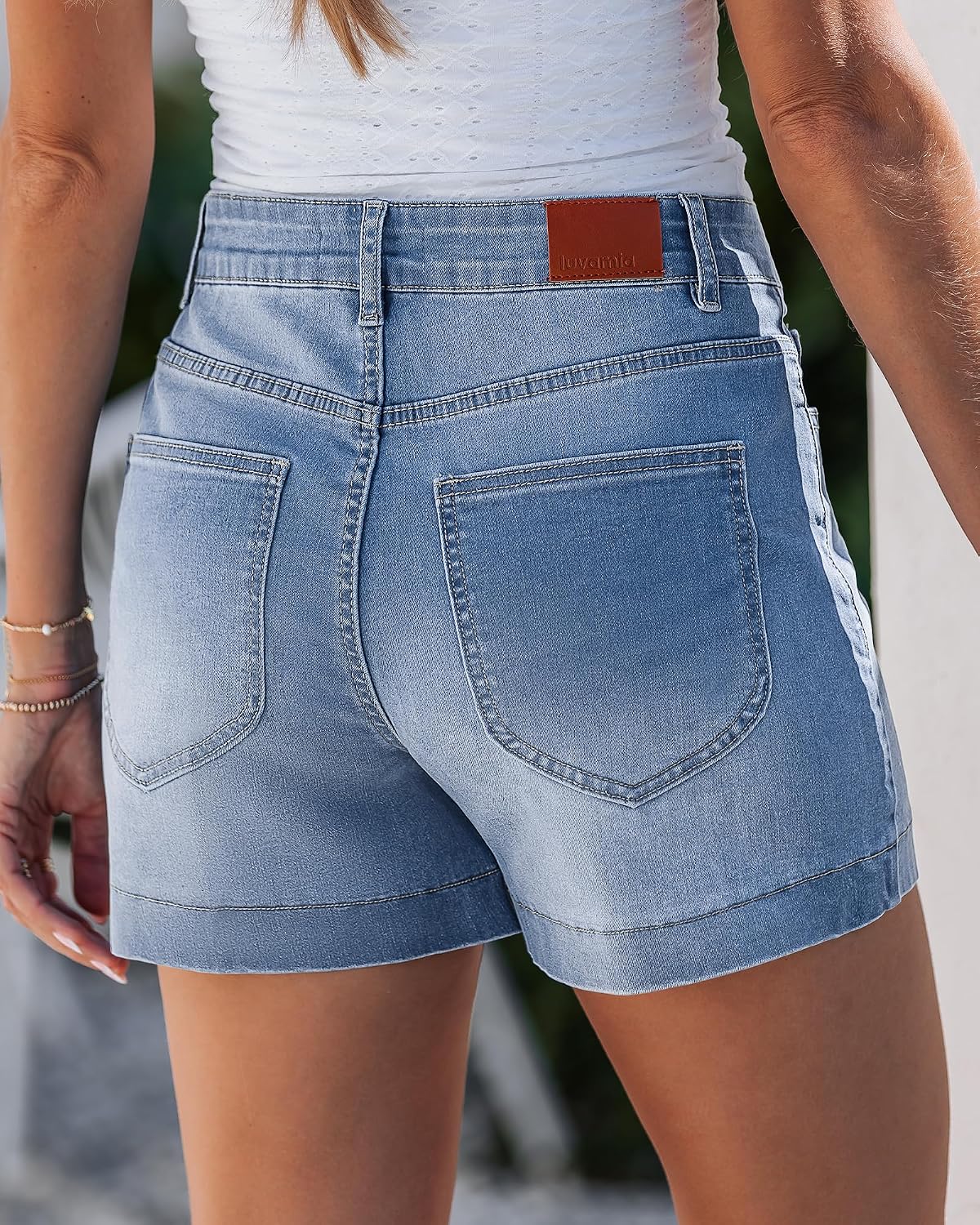 Jean Shorts for Women High Waist Stretch Jorts Summer Denim 4 Inch inseam Distressed Wash Womens Outfits Mid Thigh Length Country Concert Outfit Weatern Cowgirl