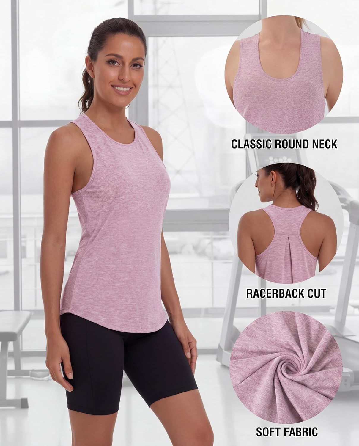 Women's Racerback Workout Tank 5 Pack Moisture Wicking