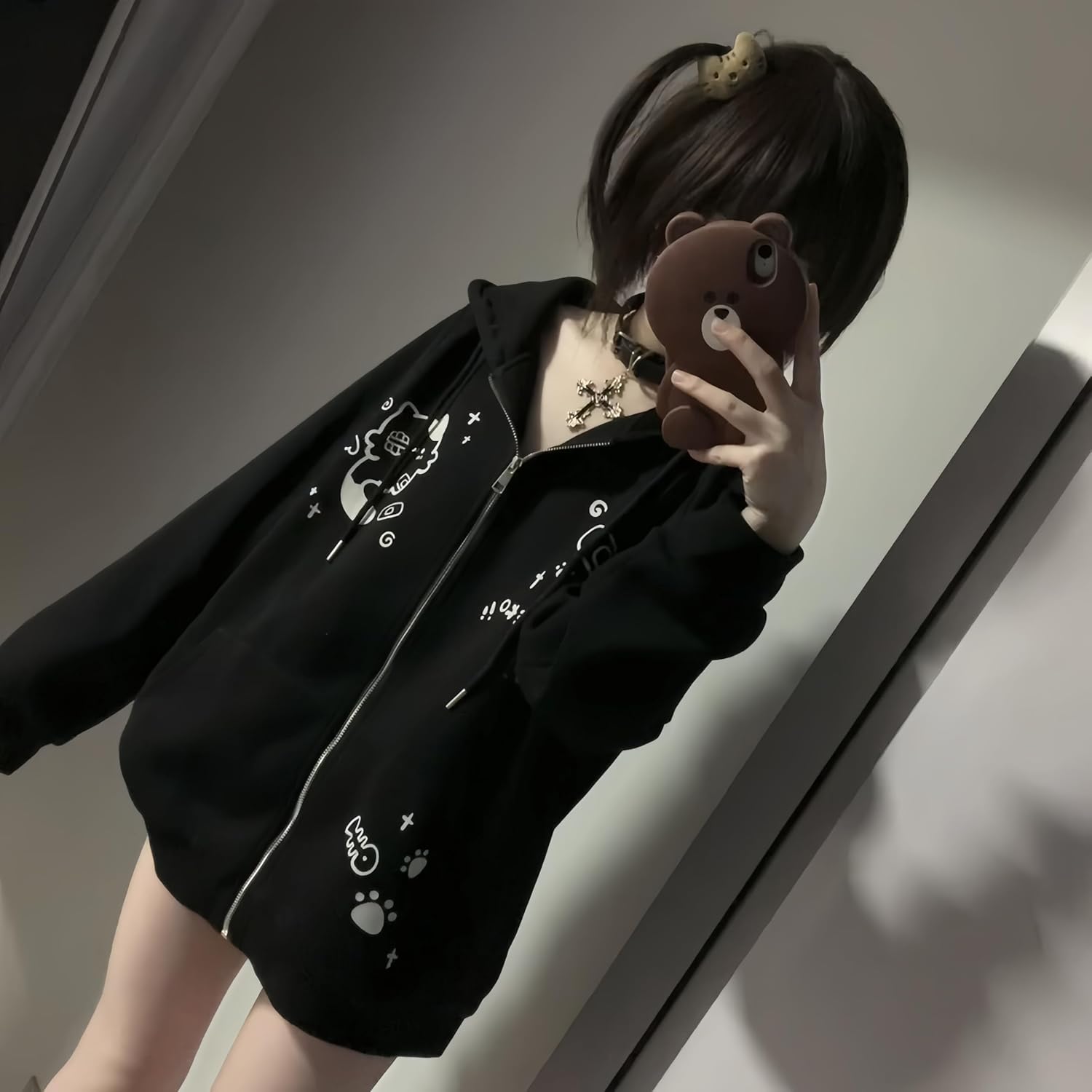Womens Y2K Zip Up Cute Graphic Hoodies Cat Ears Cartoon Harajuku Kawaii Clothes Oversize Streetwear Jacket Womens Y2K Zip Up Cute Graphic Hoodies Cat Ears Cartoon Harajuku Kawaii Clothes Oversize Streetwear Jacket