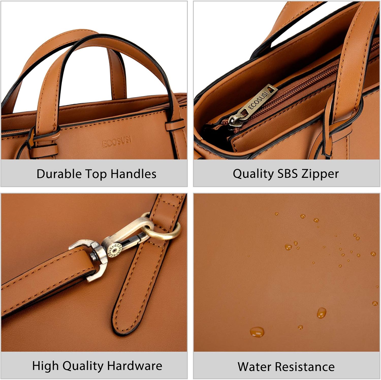 Women's Convertible Vegan Leather Tote Handbag, Brown