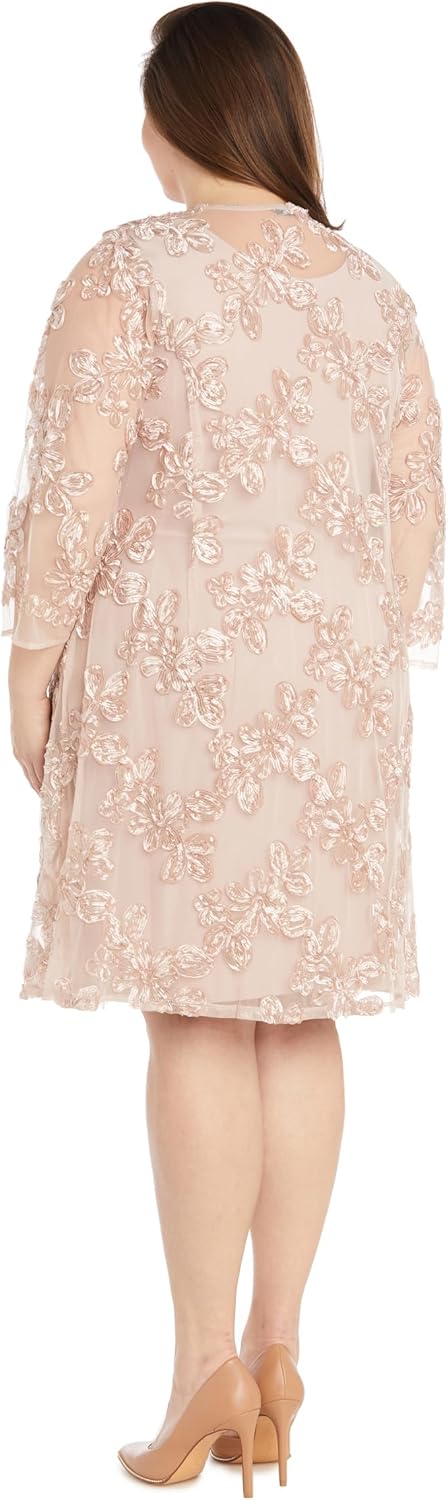 Women's Embellished Soutache Jacket & Sheath Dress Set W\/Necklace Formal Outfit Women's Embellished Soutache Jacket & Sheath Dress Set W\/Necklace Formal Outfit