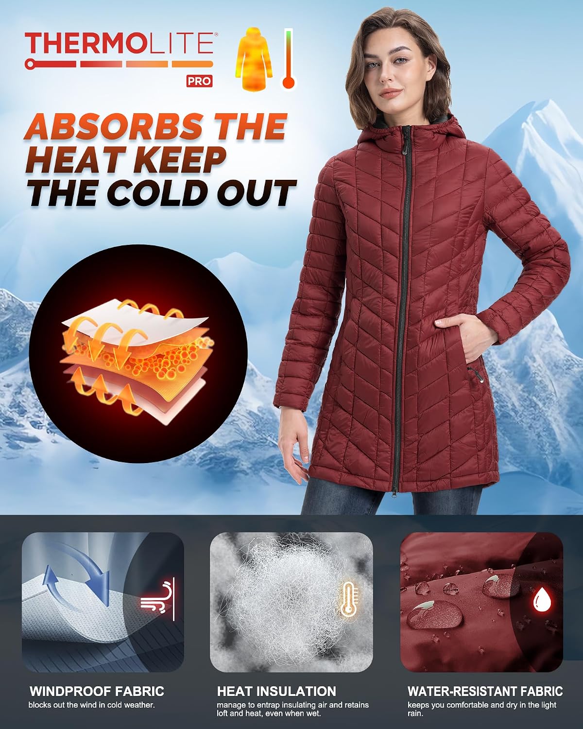 Women's Lightweight Hooded Diamond Quilted Puffer Coat Burgundy Women's Lightweight Hooded Diamond Quilted Puffer Coat Burgundy