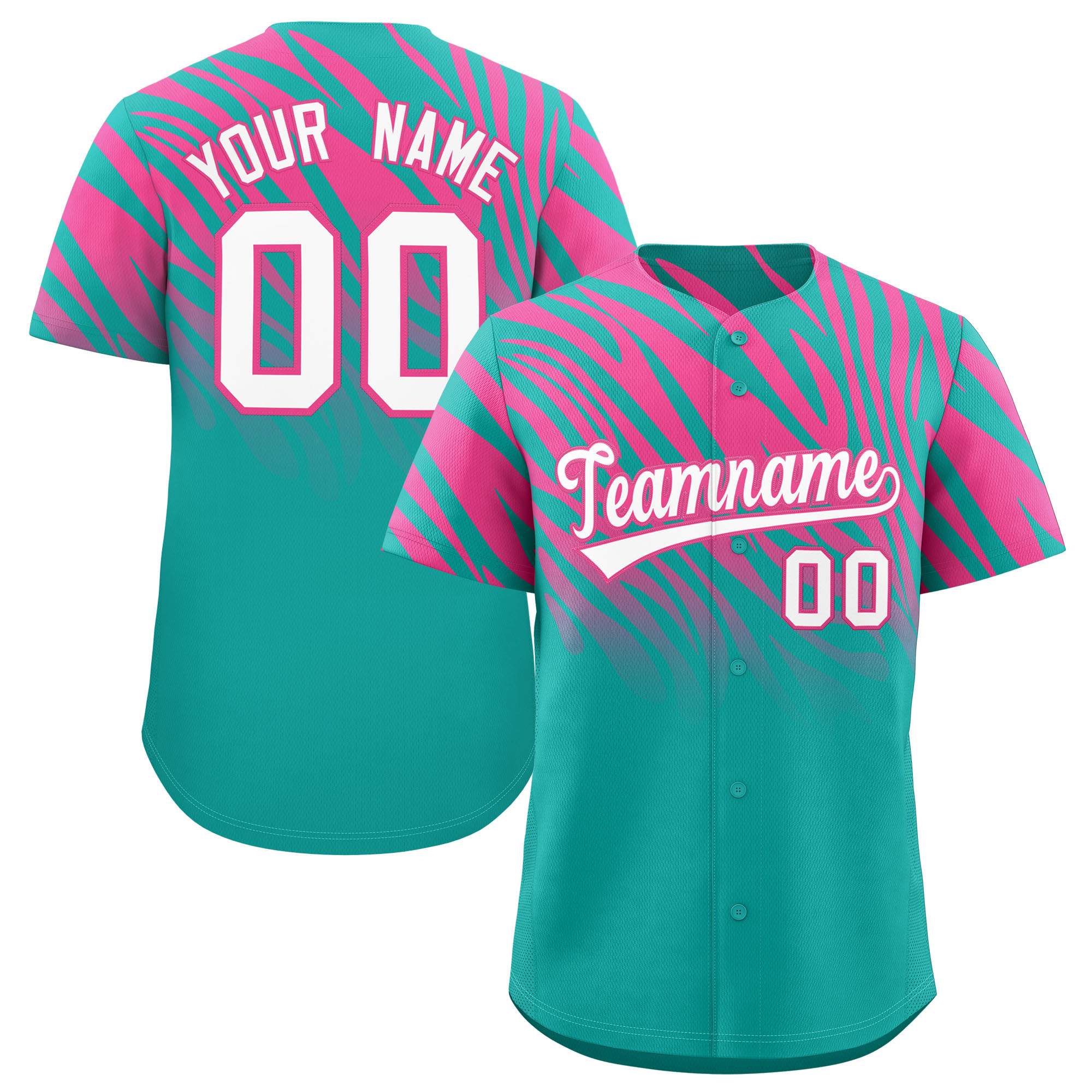 Benutzerdefiniertes Team-Shirt mit Tiger-Streifen und Farbverlauf und Tierdruck, Baseball-Trikot