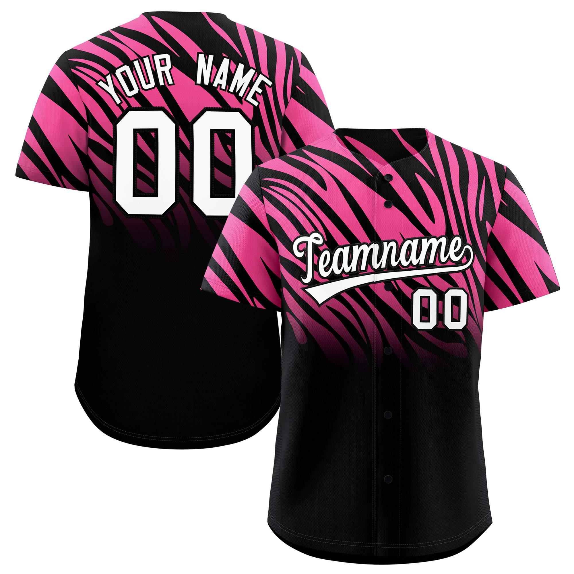 Benutzerdefiniertes Team-Shirt mit Tiger-Streifen und Farbverlauf und Tierdruck, Baseball-Trikot