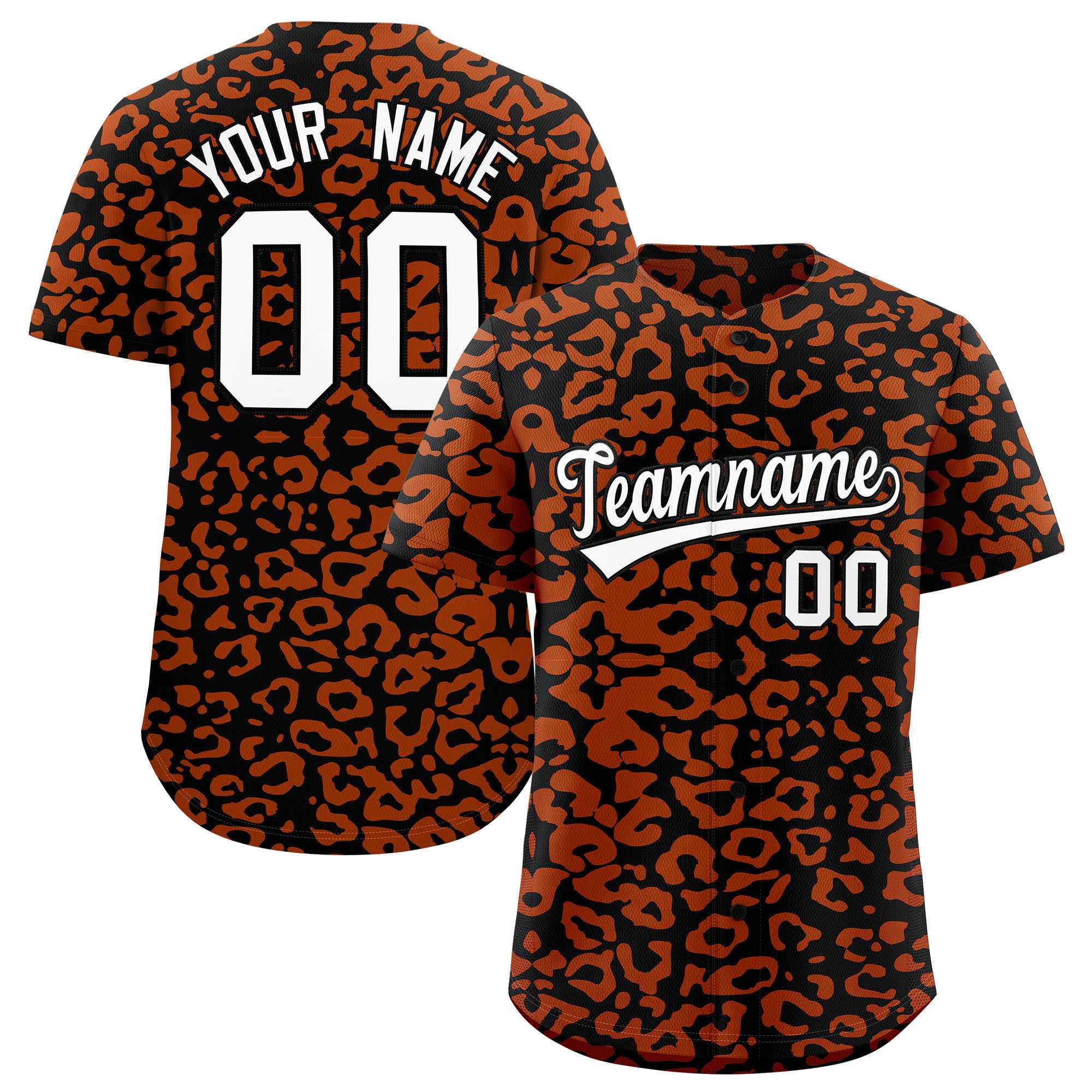 Authentisches Baseball-Trikot mit individuell gestaltetem Leopardenmuster