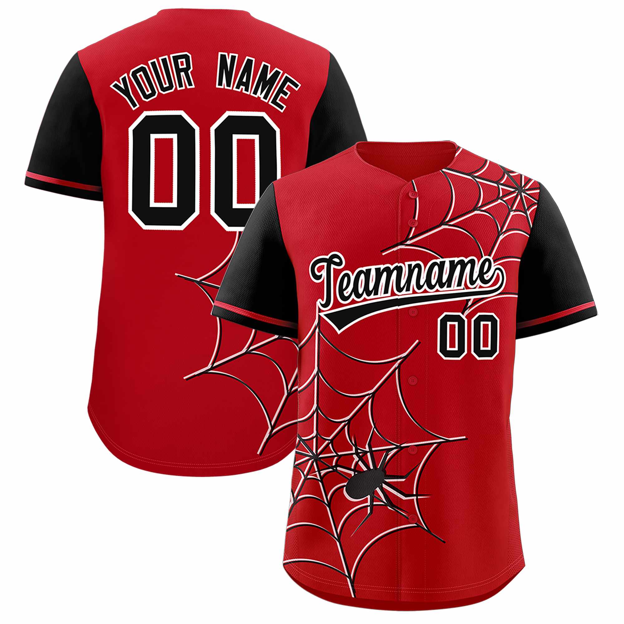 Benutzerdefiniertes Spinnennetz-Muster, Raglanärmel, authentisches Baseball-Trikot