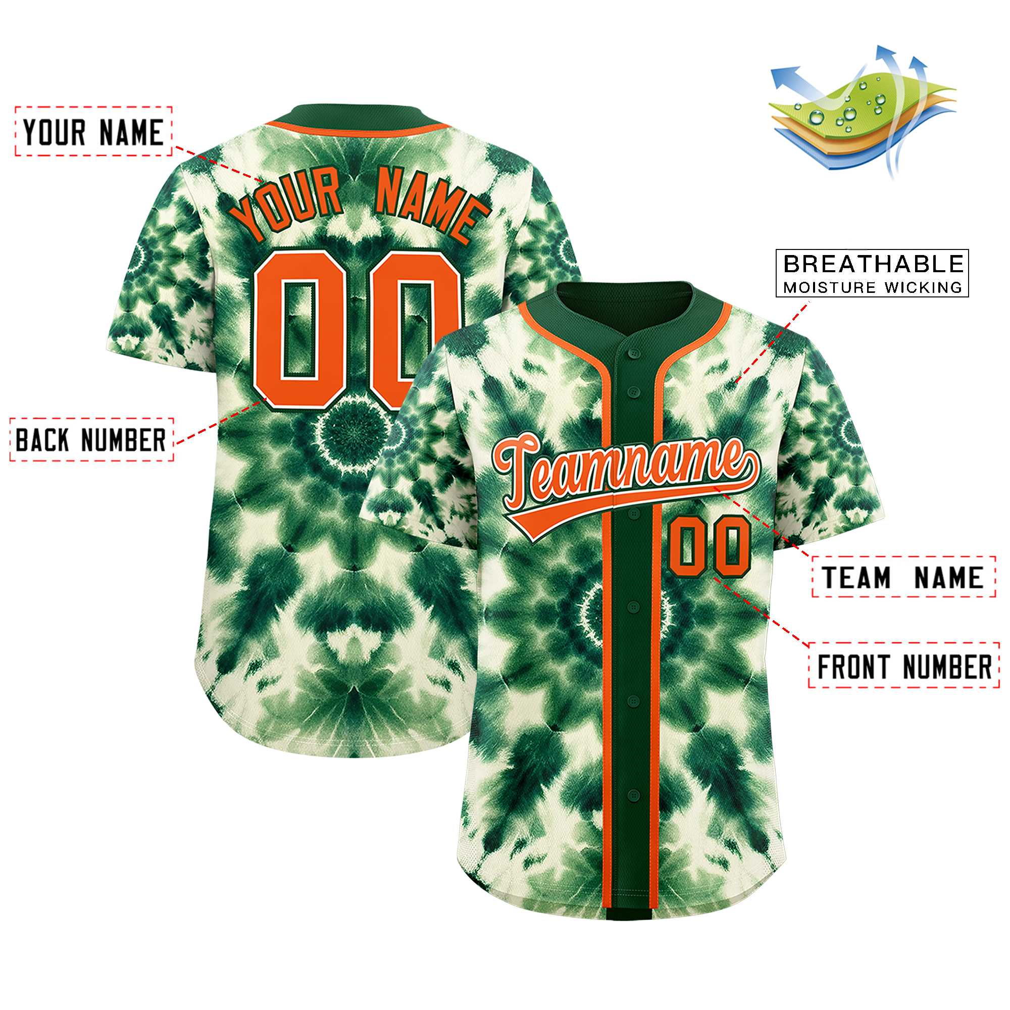 Authentisches Baseball-Trikot mit individuellem Tie-Dye-Graffiti-Muster Authentisches Baseball-Trikot mit individuellem Tie-Dye-Graffiti-Muster