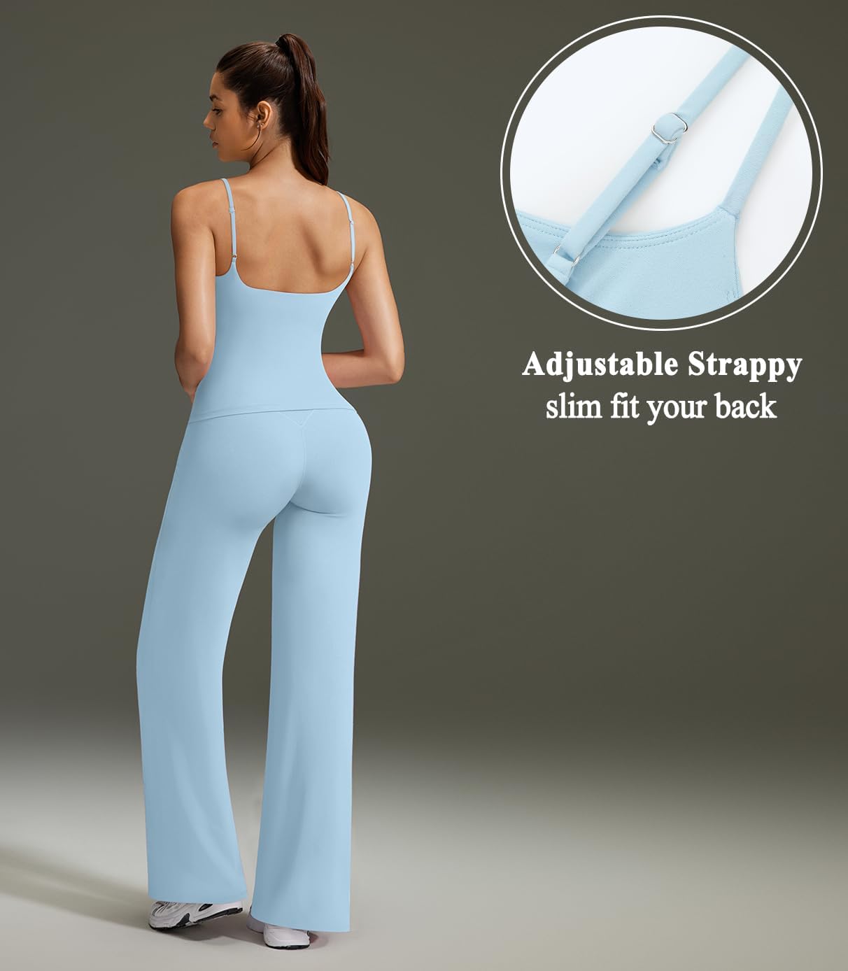 Workout Sets for Women Padded Tank Tops Matching Straight Leg Yoga Outfits