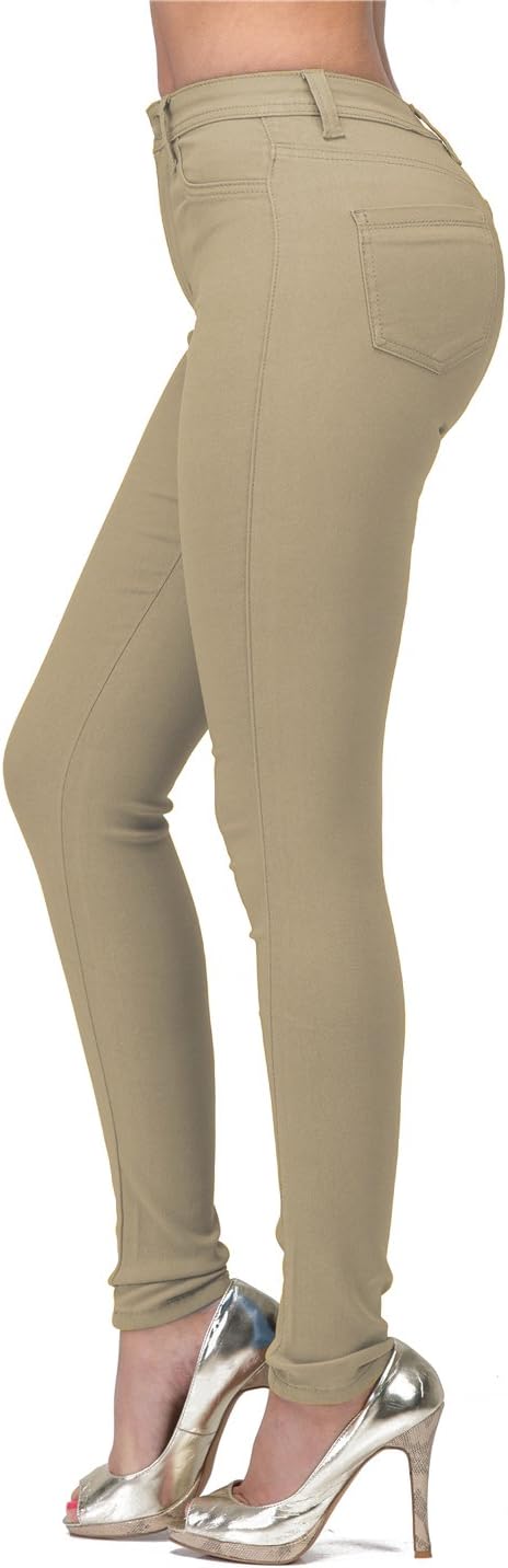 Women's High Waisted Skinny Jeans Khaki Stretch