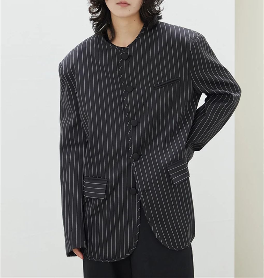 Solid Color Casual Round Neck Single Breasted Striped Business Women's Blazer