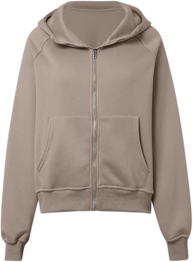 Womens Zip Up Hoodies Fleece Jackets Oversized Sweatshirts Fall Fashion Outfits