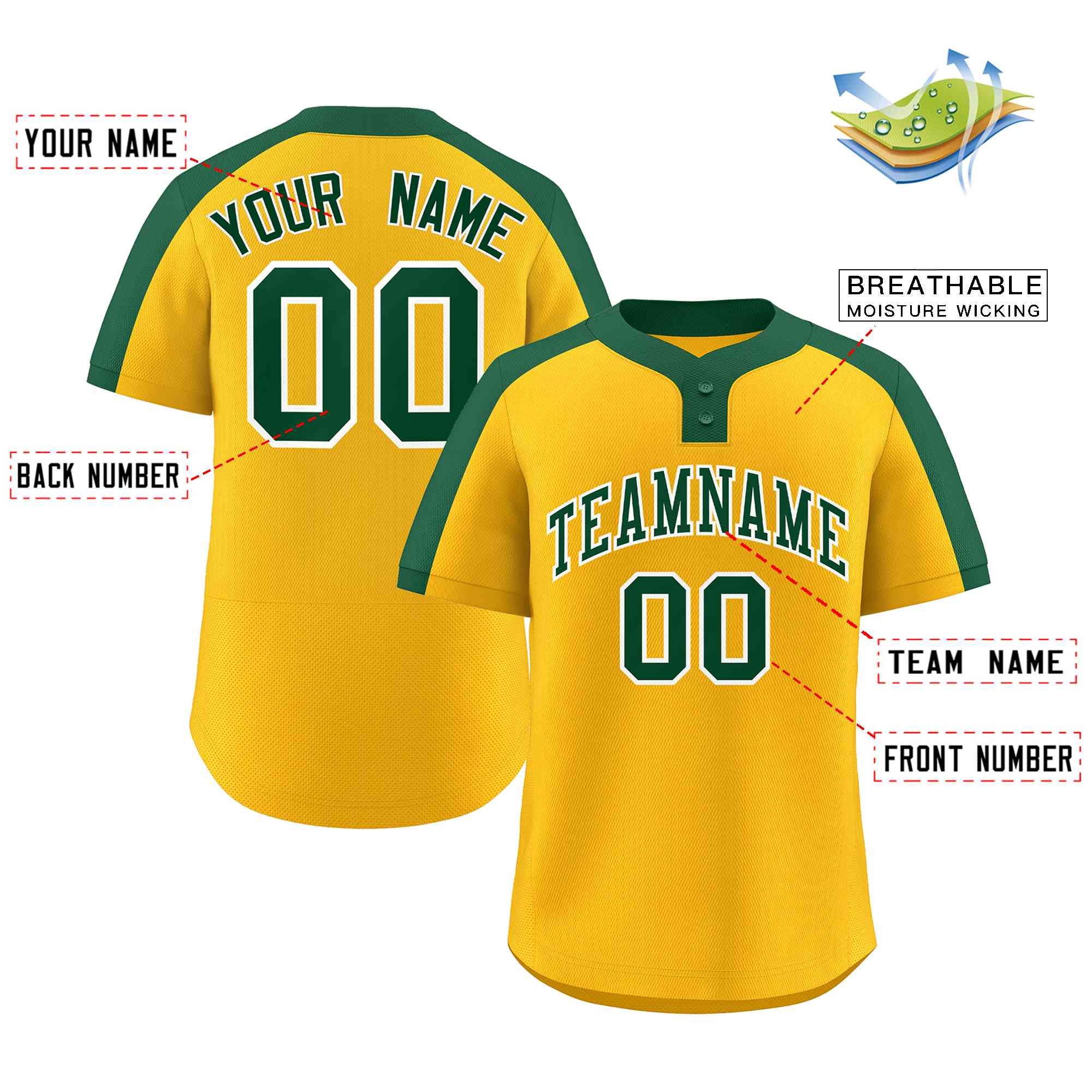 Custom Classic Style Authentic Two-Button Softball Jersey