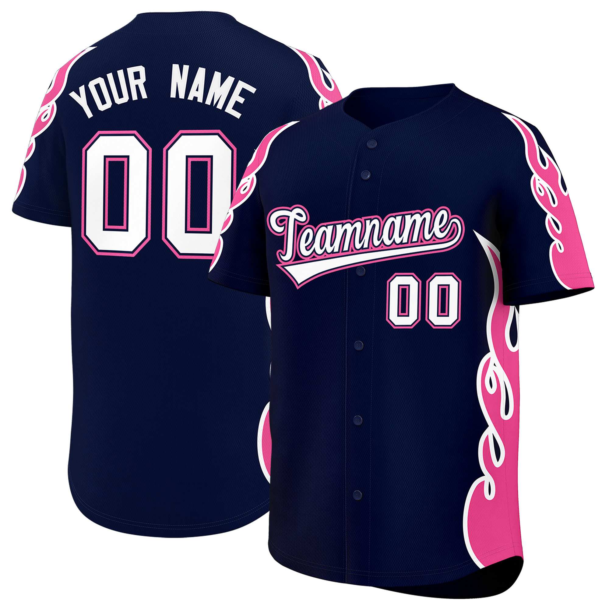Benutzerdefiniertes Baseball-Trikot mit Seitenflammen-Umrissmuster für Sportuniformen