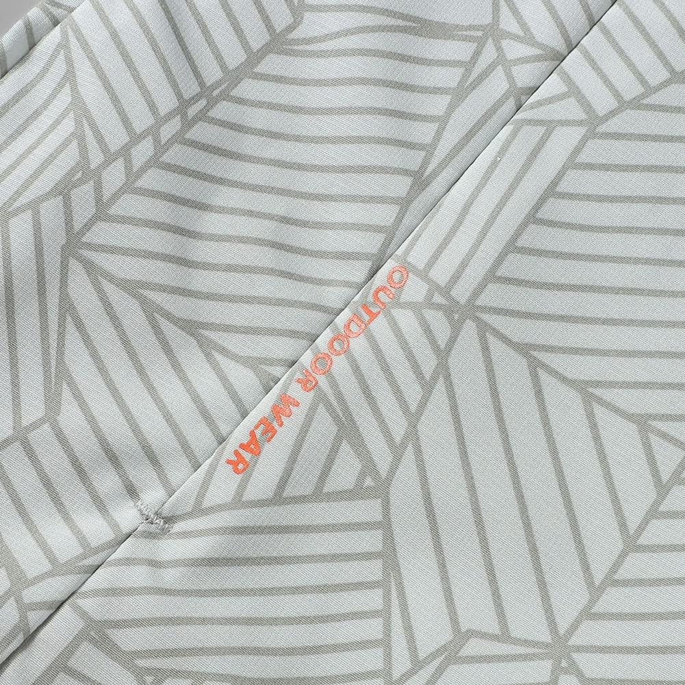 Women's Packable Hooded Rain Jacket Grey Geometric Print