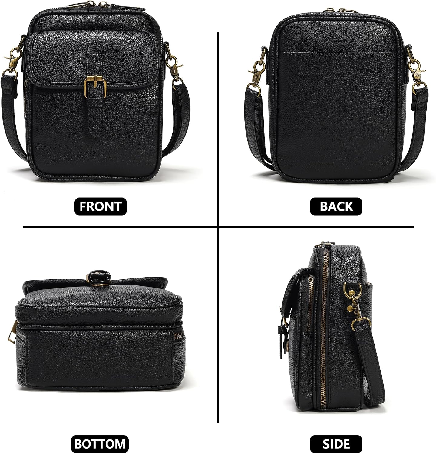 Women's Vegan Leather Small Crossbody Bag with Card Slots