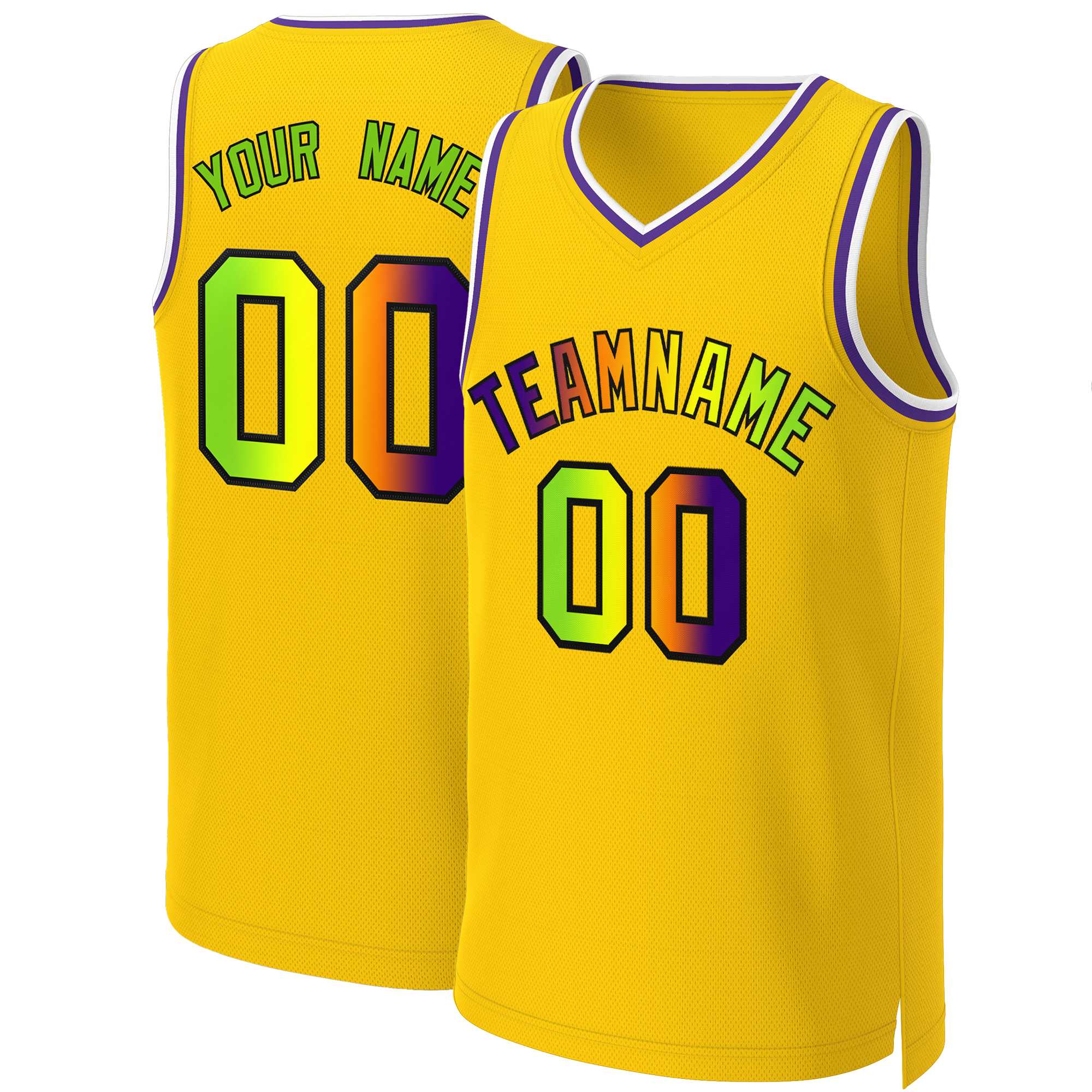 Benutzerdefiniertes Basketballtrikot mit klassischem Farbverlauf und modischen Oberteilen