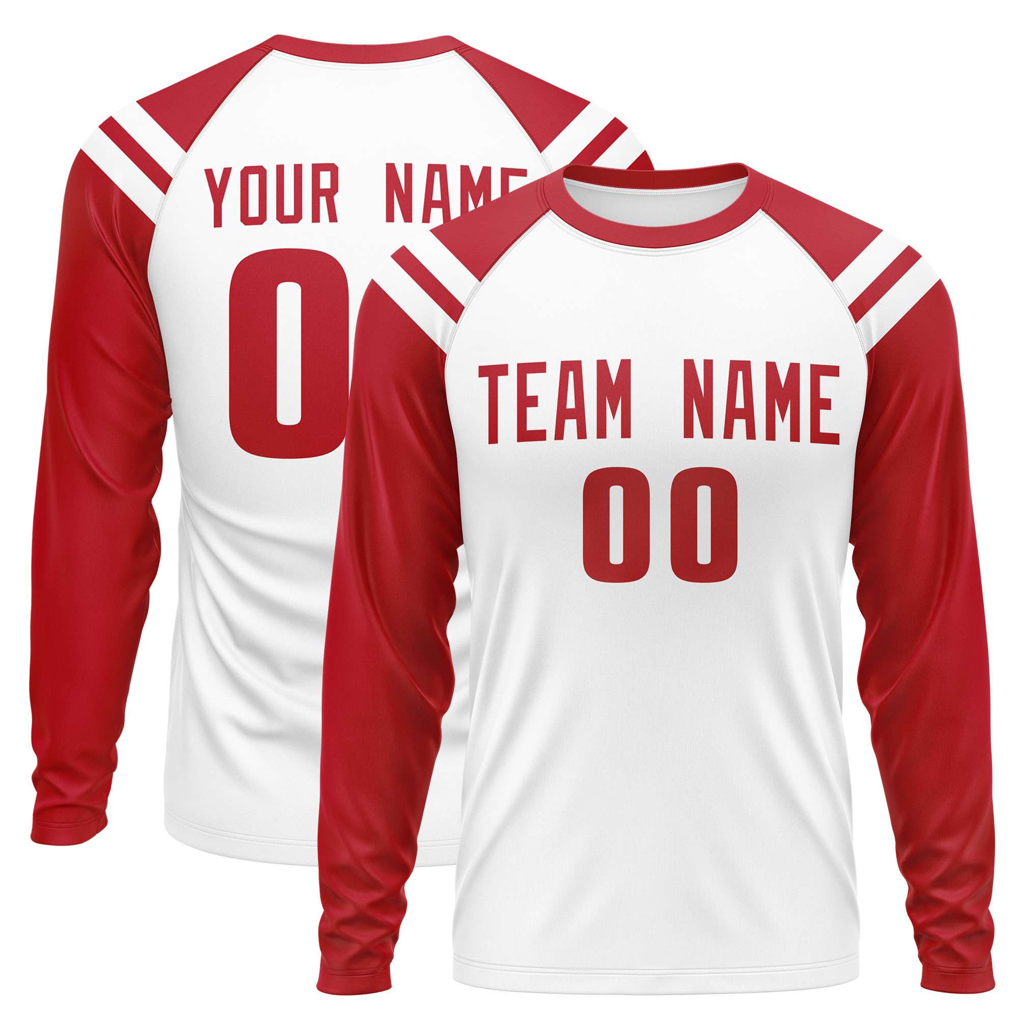 Personalisiertes Raglan-Langarm-Performance-T-Shirt mit individuellem Rundhalsausschnitt