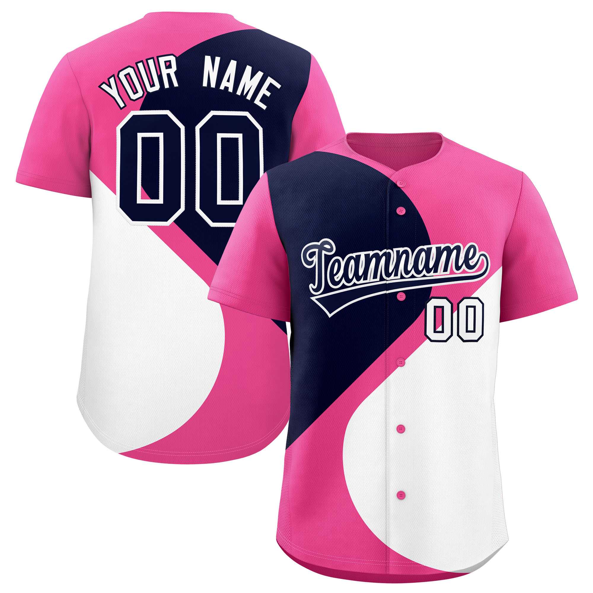 Benutzerdefiniertes, personalisiertes, authentisches Baseball-Trikot mit halbem Herzmuster und Farbblock