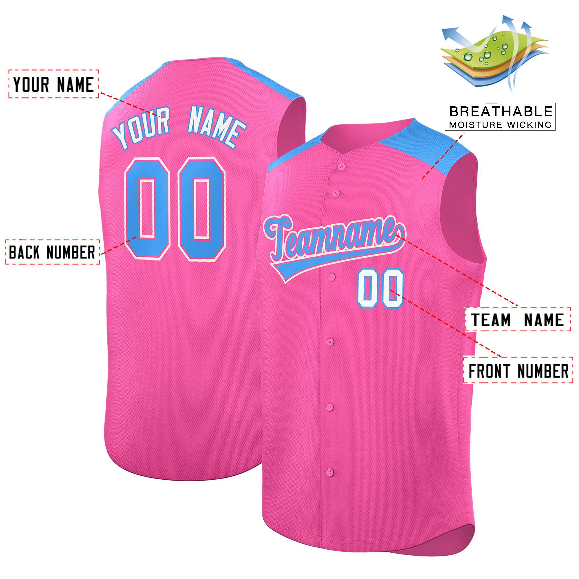 Benutzerdefinierte personalisierte klassische authentische ärmellose Baseball-Trikot