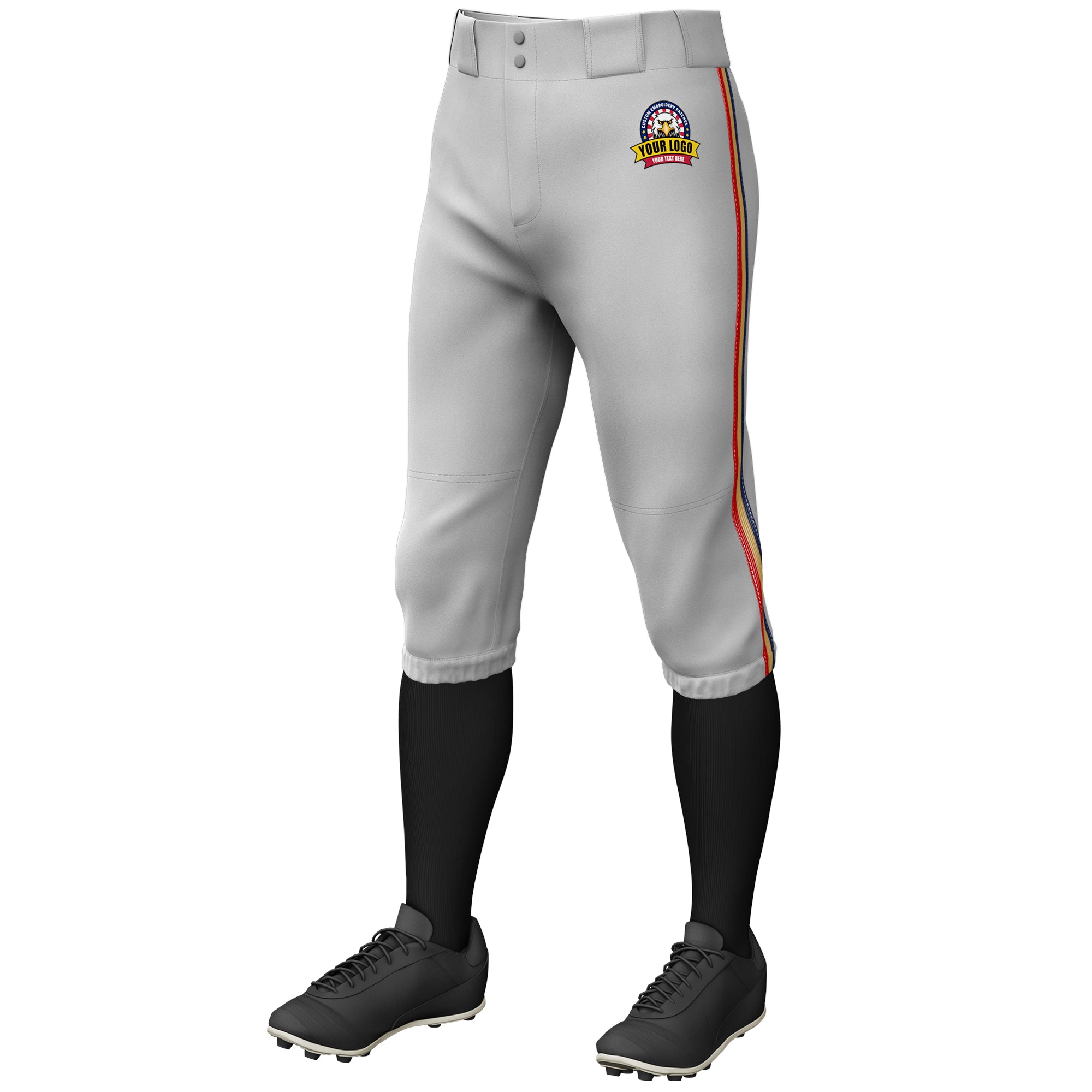 Custom Old Gold-Red Classic Fit Stretch Practice Knickers Baseball Pants
