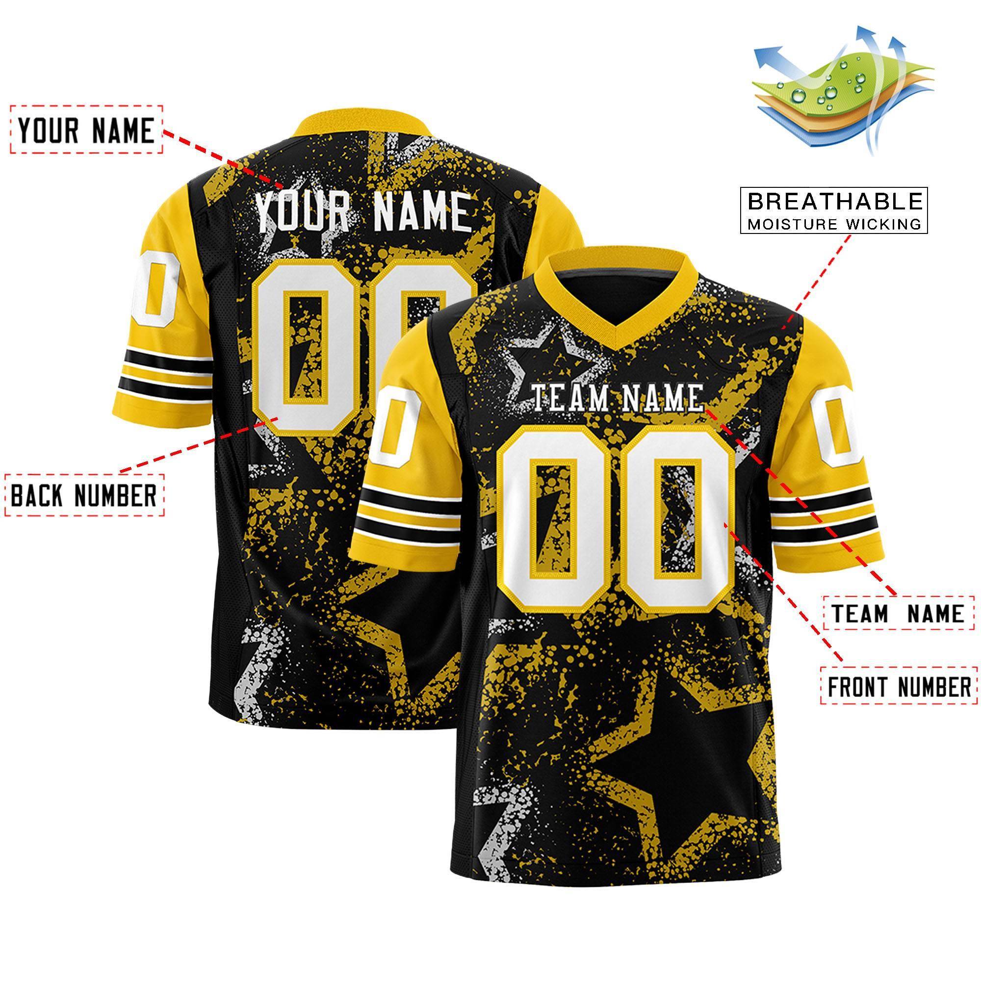 Individuell personalisiertes, authentisches Fußballtrikot mit Sternmuster-Design Individuell personalisiertes, authentisches Fußballtrikot mit Sternmuster-Design
