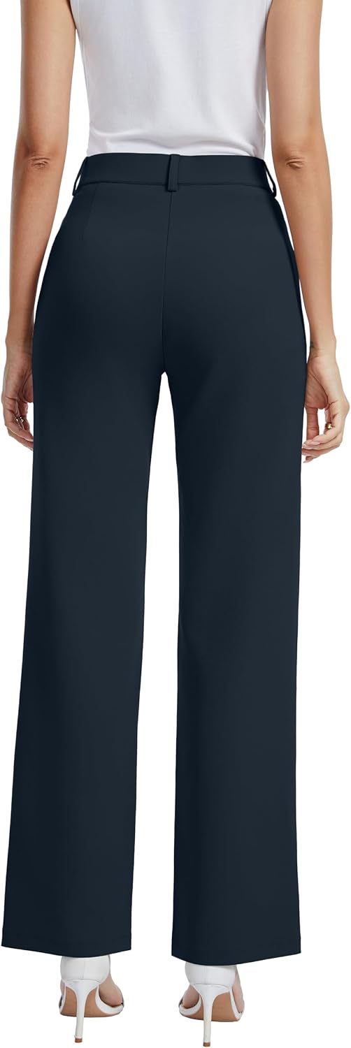 Women's Business Casual Wide Leg Pants High Waisted Dress Trousers Summer Work with Pockets