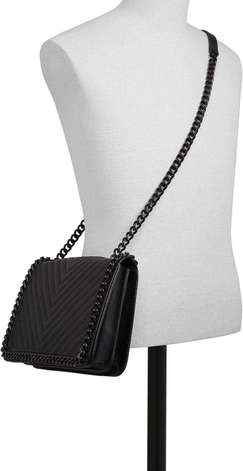 Women's Quilted Flap Crossbody Bag with Chain Strap