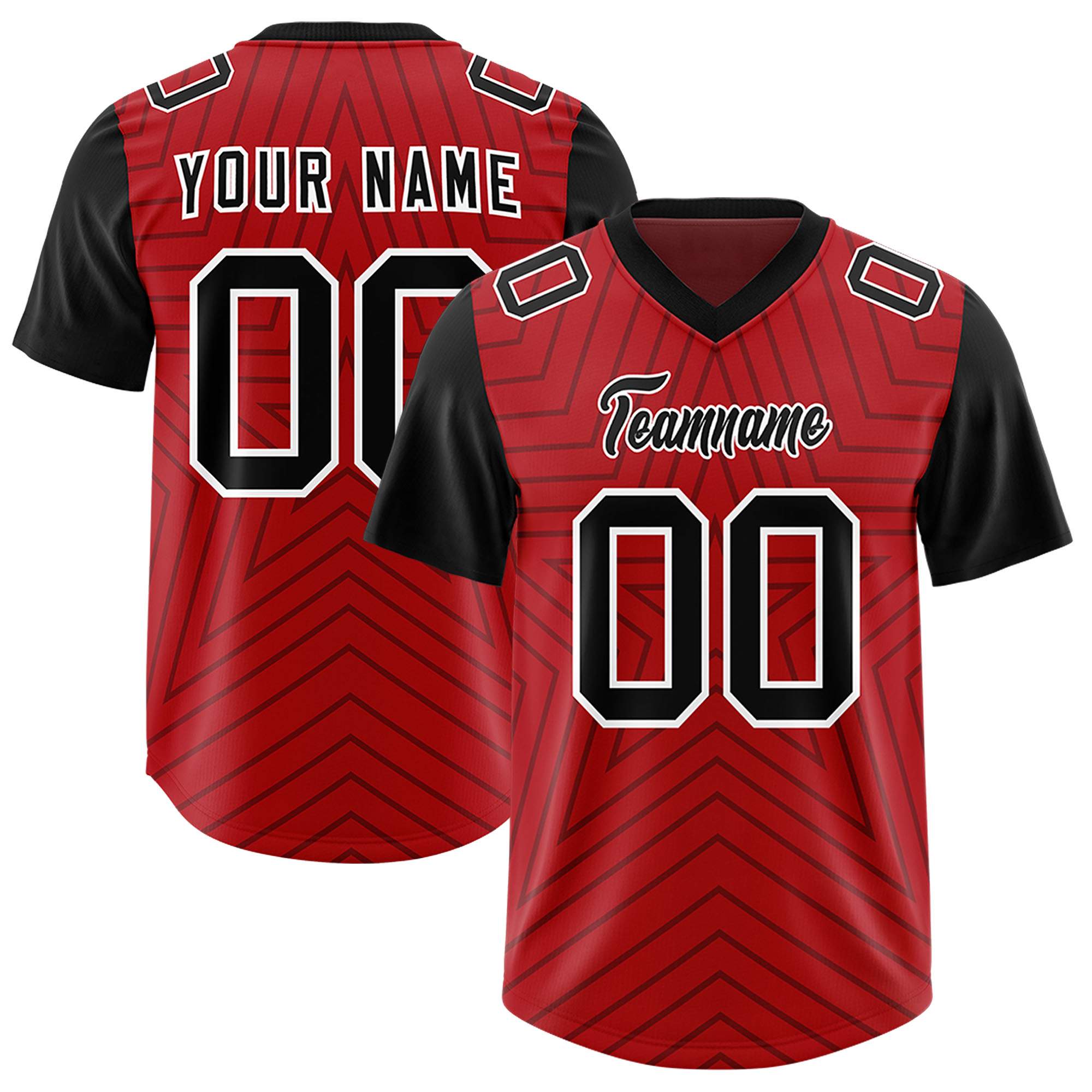 Individuell personalisiertes, authentisches Fußballtrikot mit Raglanärmeln und Sternenmuster