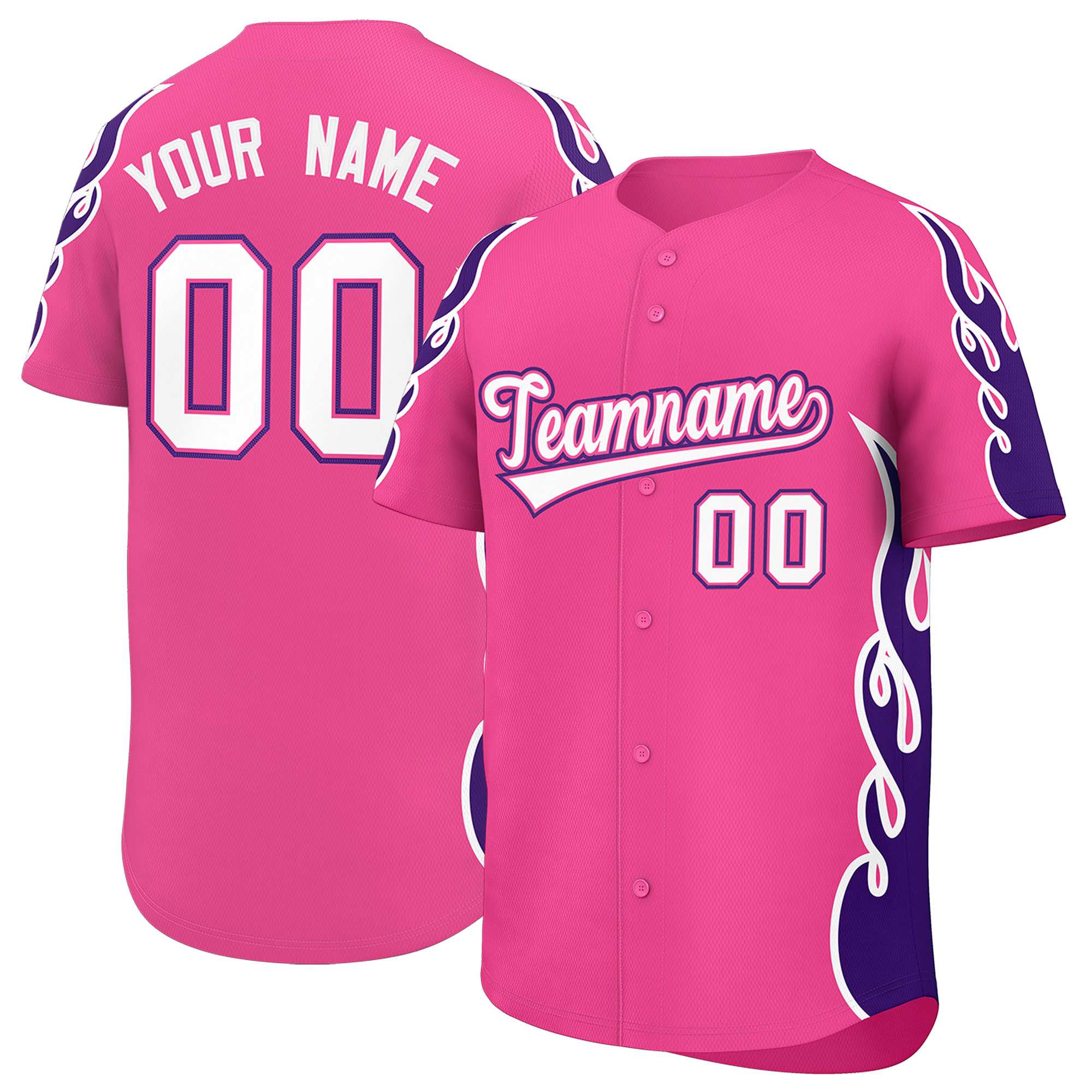 Benutzerdefiniertes Baseball-Trikot mit Seitenflammen-Umrissmuster für Sportuniformen