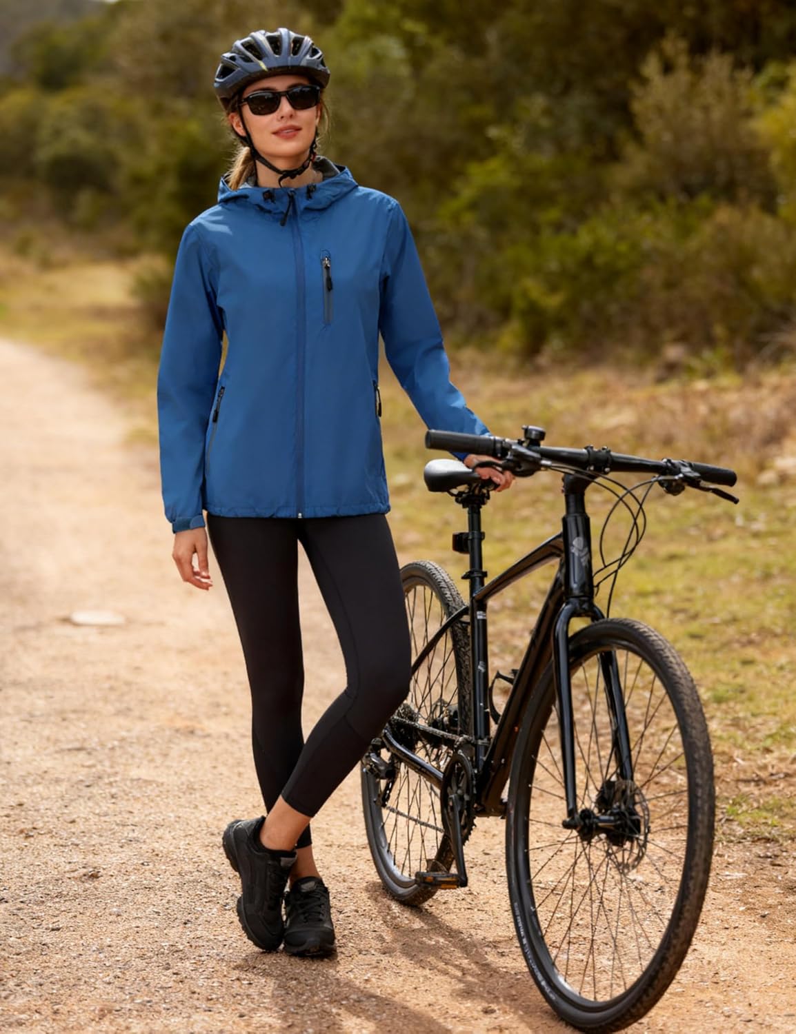 Women's Hooded Softshell Rain Jacket Waterproof Blue