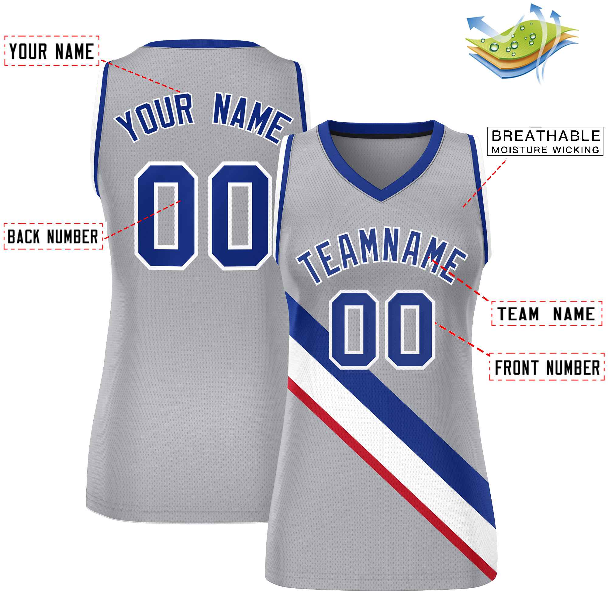 Benutzerdefiniertes dickes Slash Fashion Tops Mesh-Basketballtrikot für Frauen
