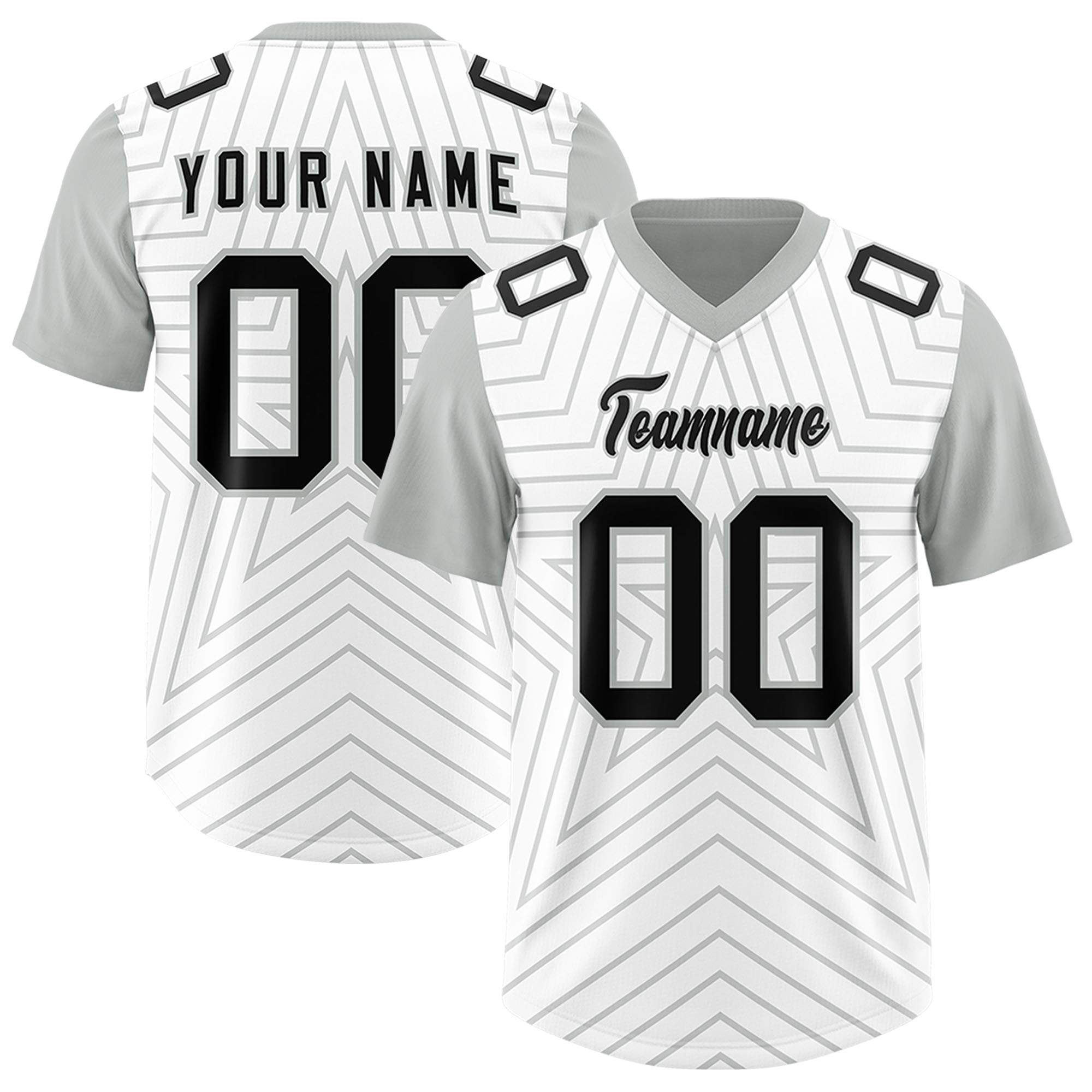 Individuell personalisiertes, authentisches Fußballtrikot mit Raglanärmeln und Sternenmuster