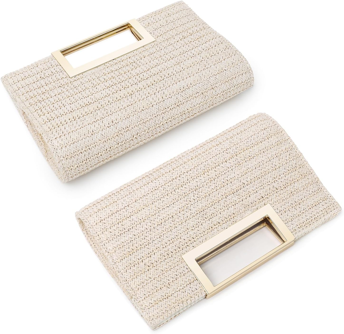 Women's Straw Clutch Woven Evening Purse with Gold Frame Women's Straw Clutch Woven Evening Purse with Gold Frame