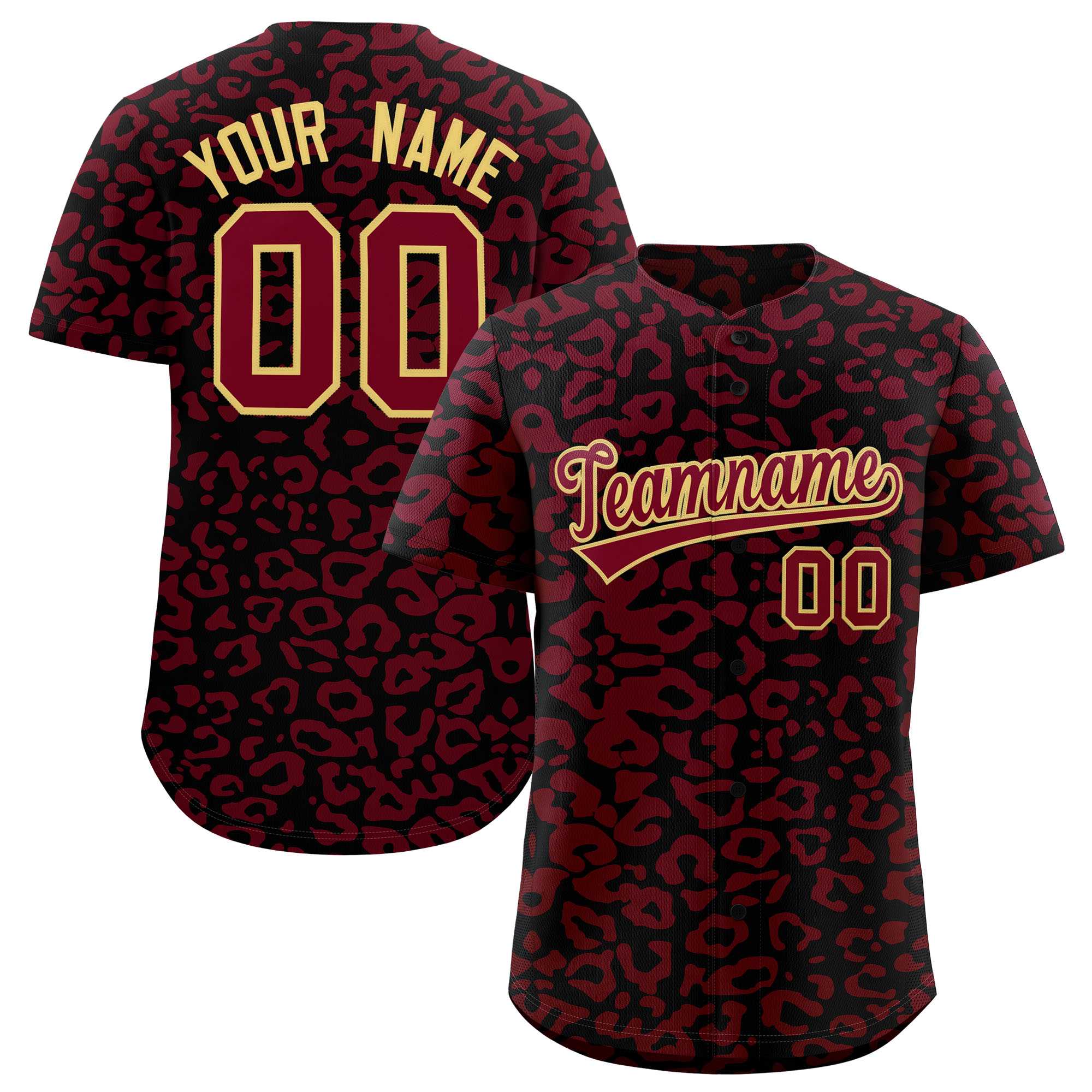Authentisches Baseball-Trikot mit individuell gestaltetem Leopardenmuster