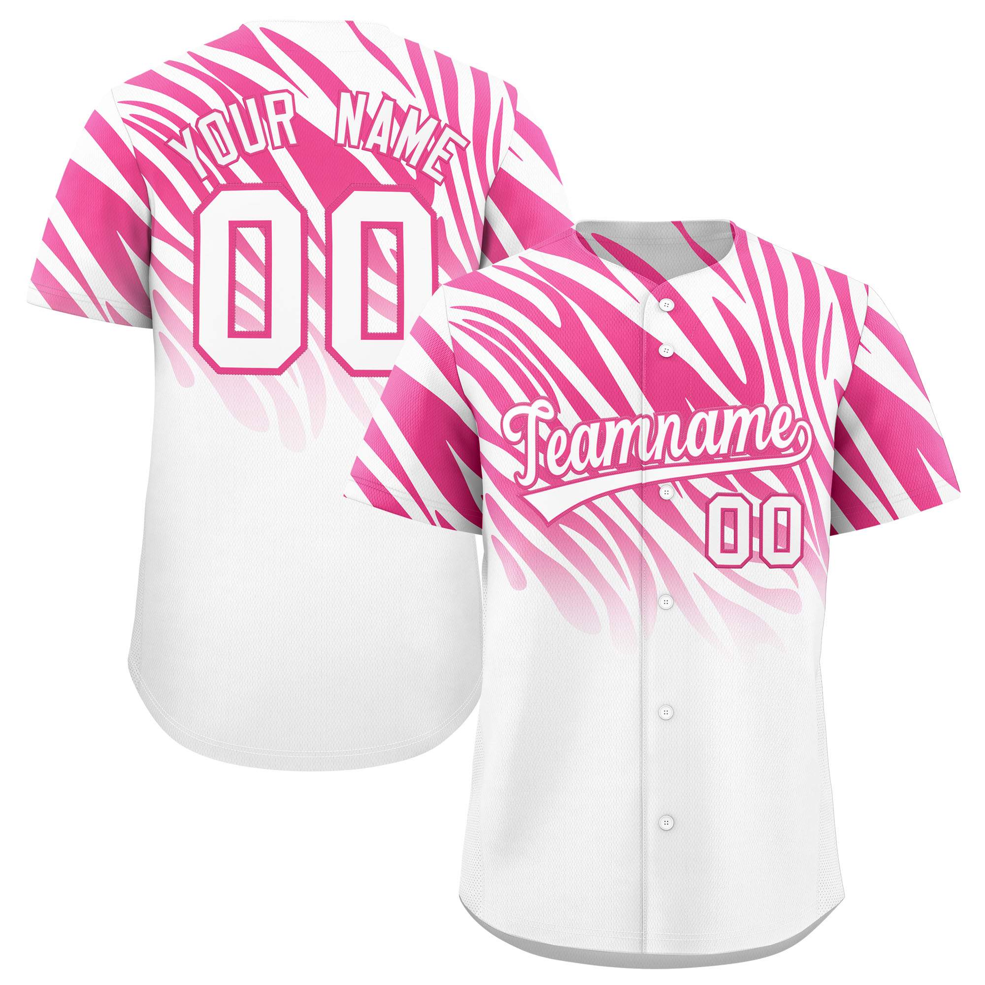 Benutzerdefiniertes Team-Shirt mit Tiger-Streifen und Farbverlauf und Tierdruck, Baseball-Trikot