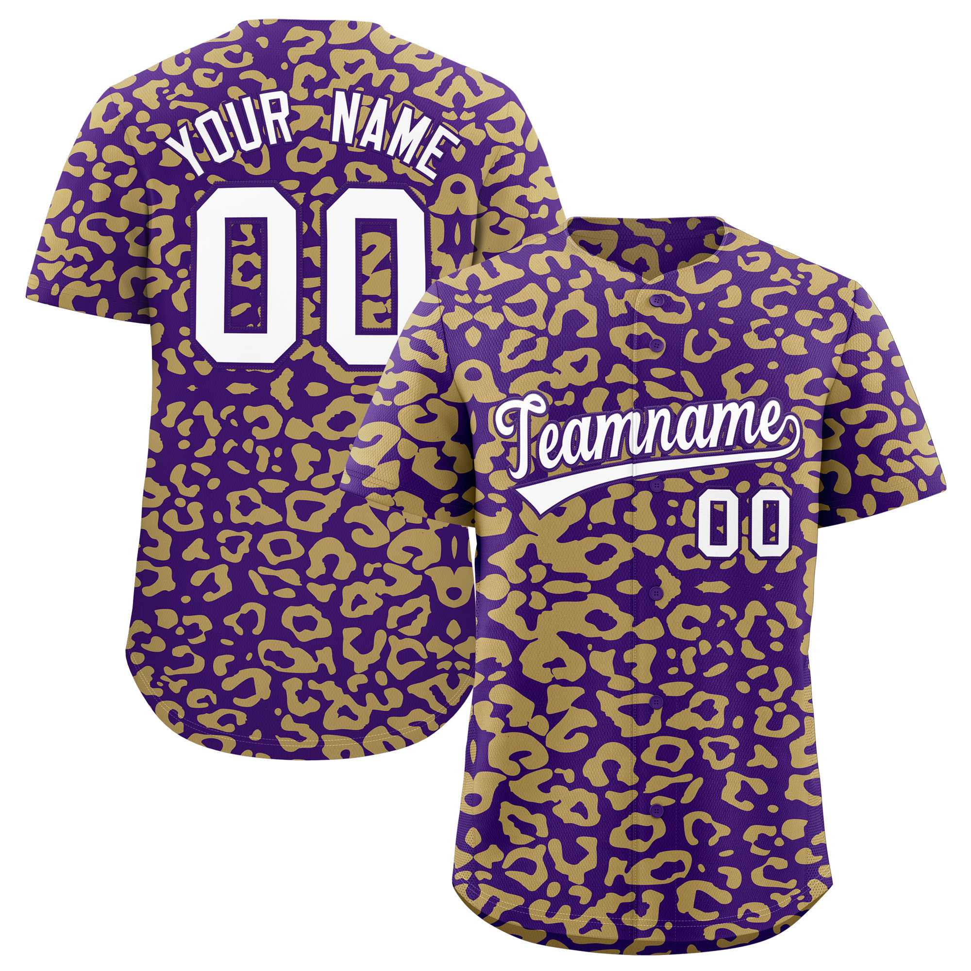 Authentisches Baseball-Trikot mit individuell gestaltetem Leopardenmuster