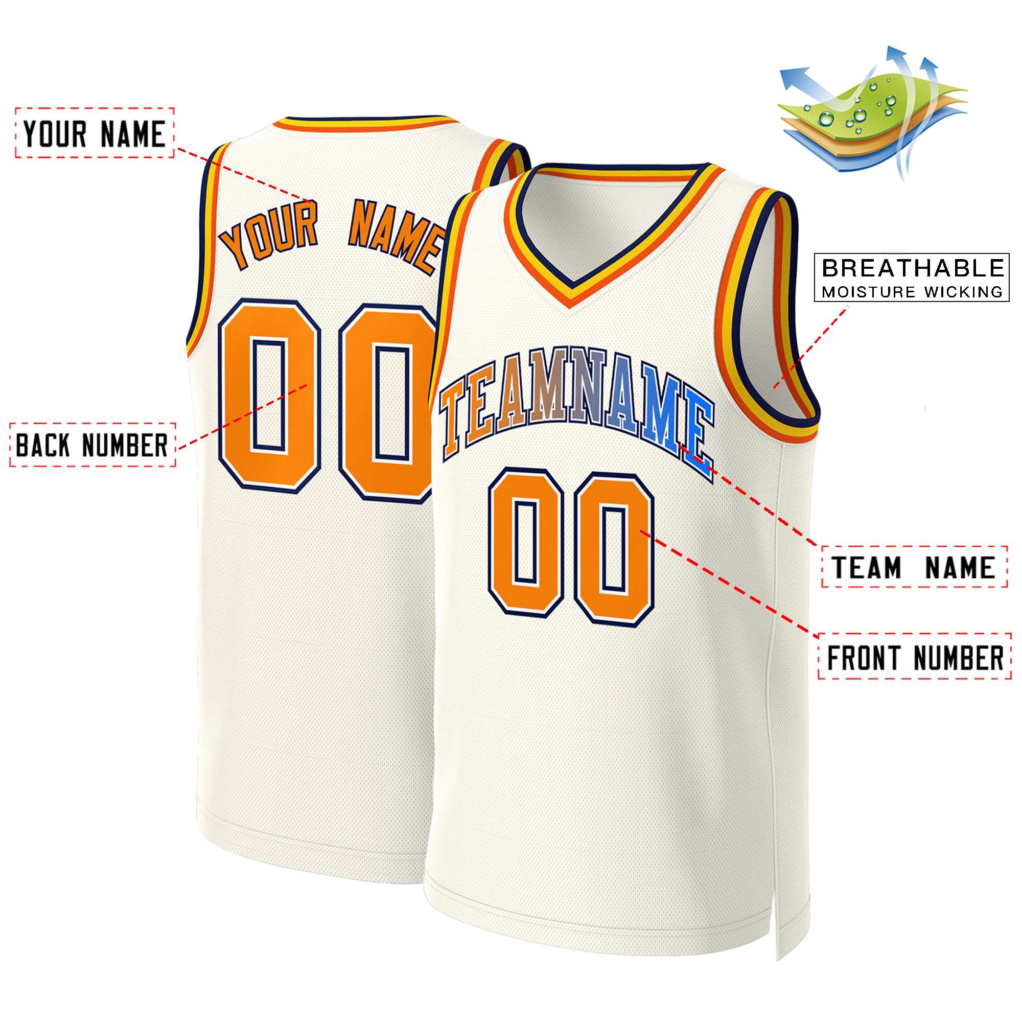 Benutzerdefiniertes Basketballtrikot mit klassischem Farbverlauf und modischen Oberteilen