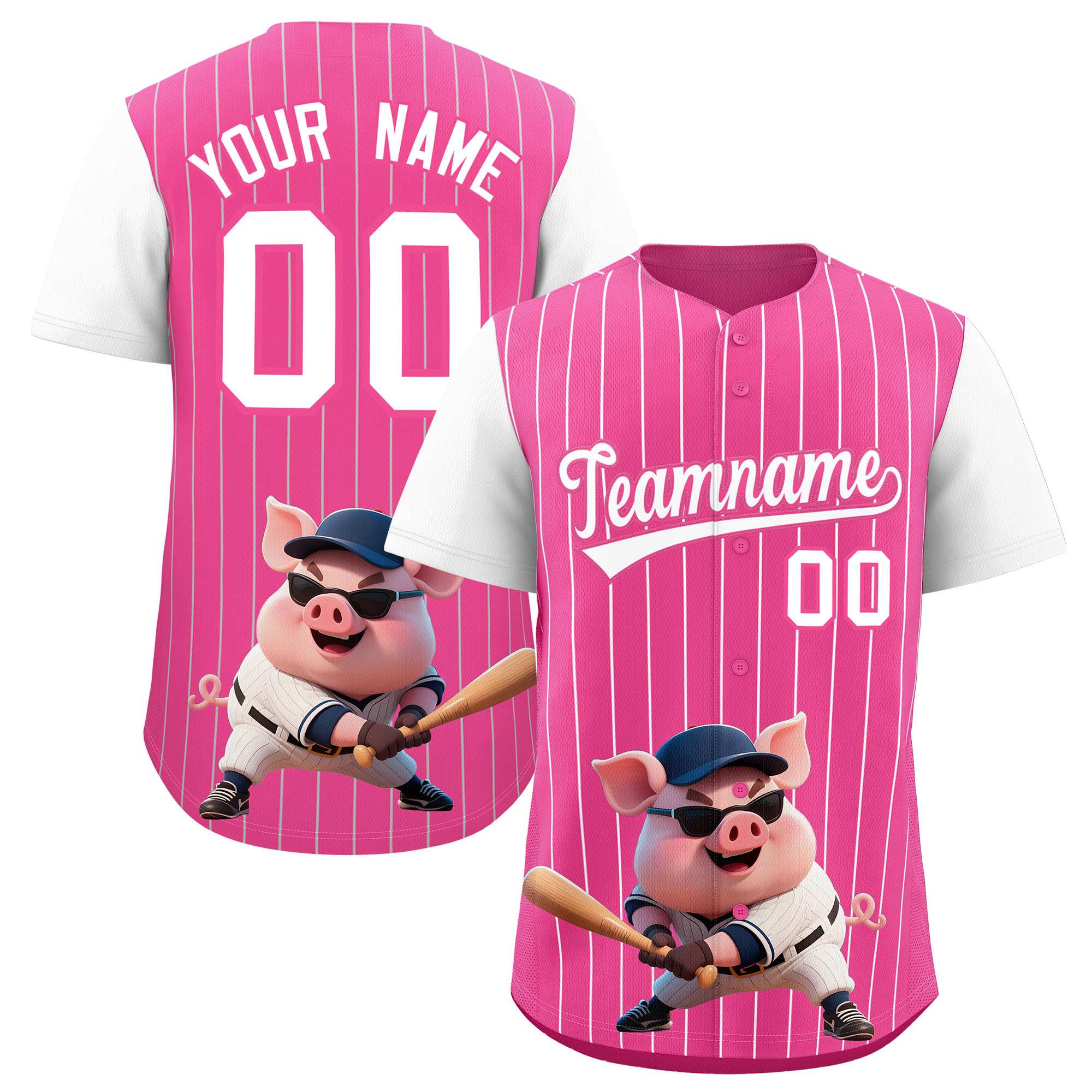 Authentisches Baseball-Trikot mit individuellem Streifen-Tiere-Graffiti-Muster, Raglanärmeln Authentisches Baseball-Trikot mit individuellem Streifen-Tiere-Graffiti-Muster, Raglanärmeln